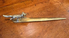 Late 20th Century English Solid Brass Fox Letter Opener