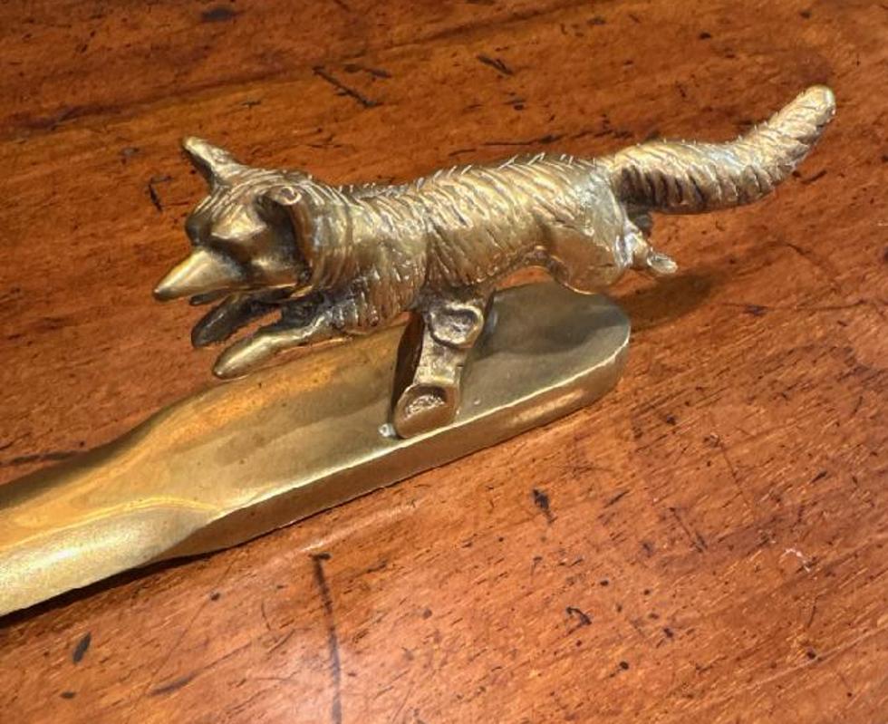 Late 20th Century English Solid Brass Fox Letter Opener In Good Condition For Sale In Middleburg, VA