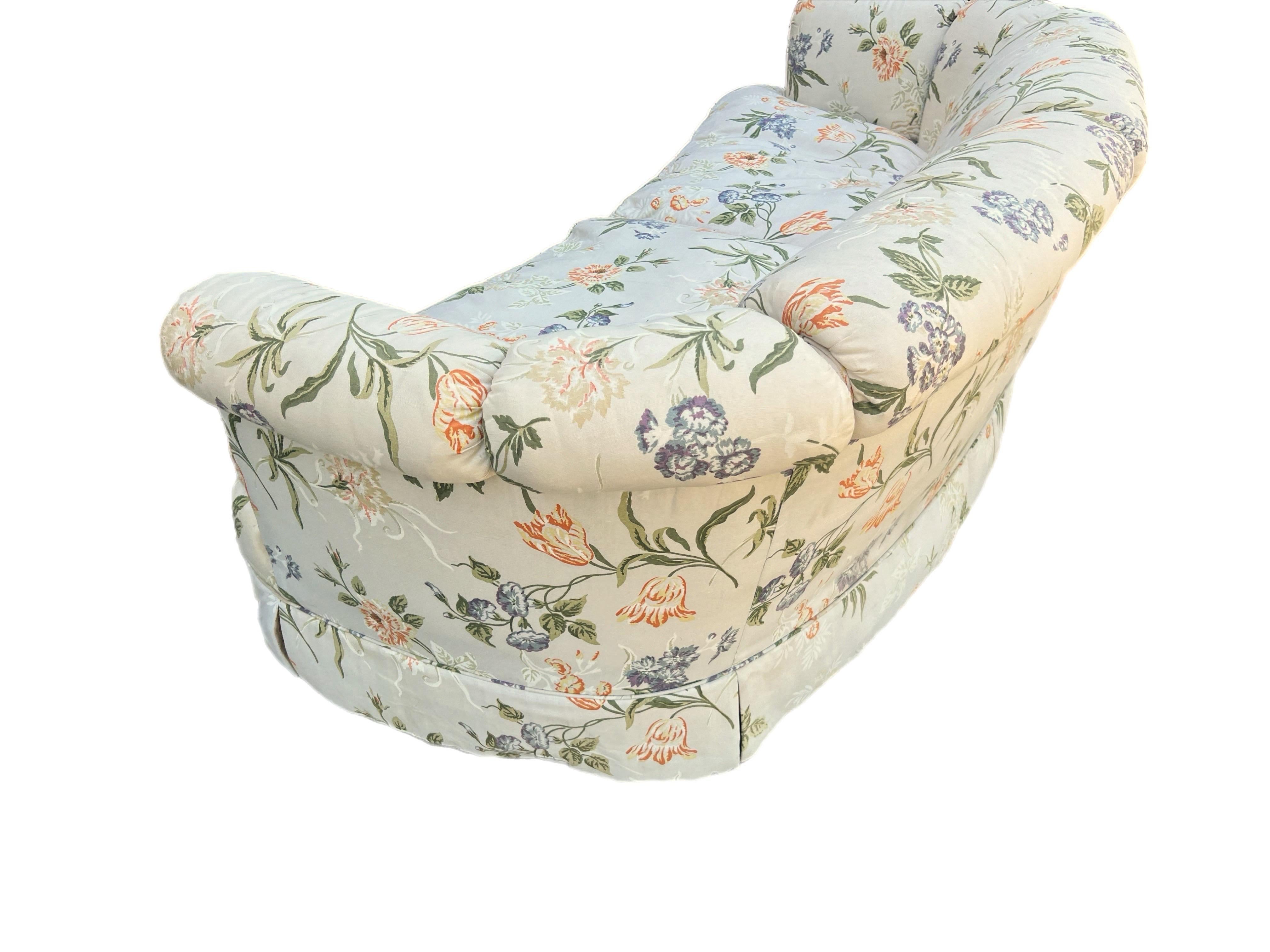 Late 20th Century Erwin-Lambeth Floral Curved Sofa 4