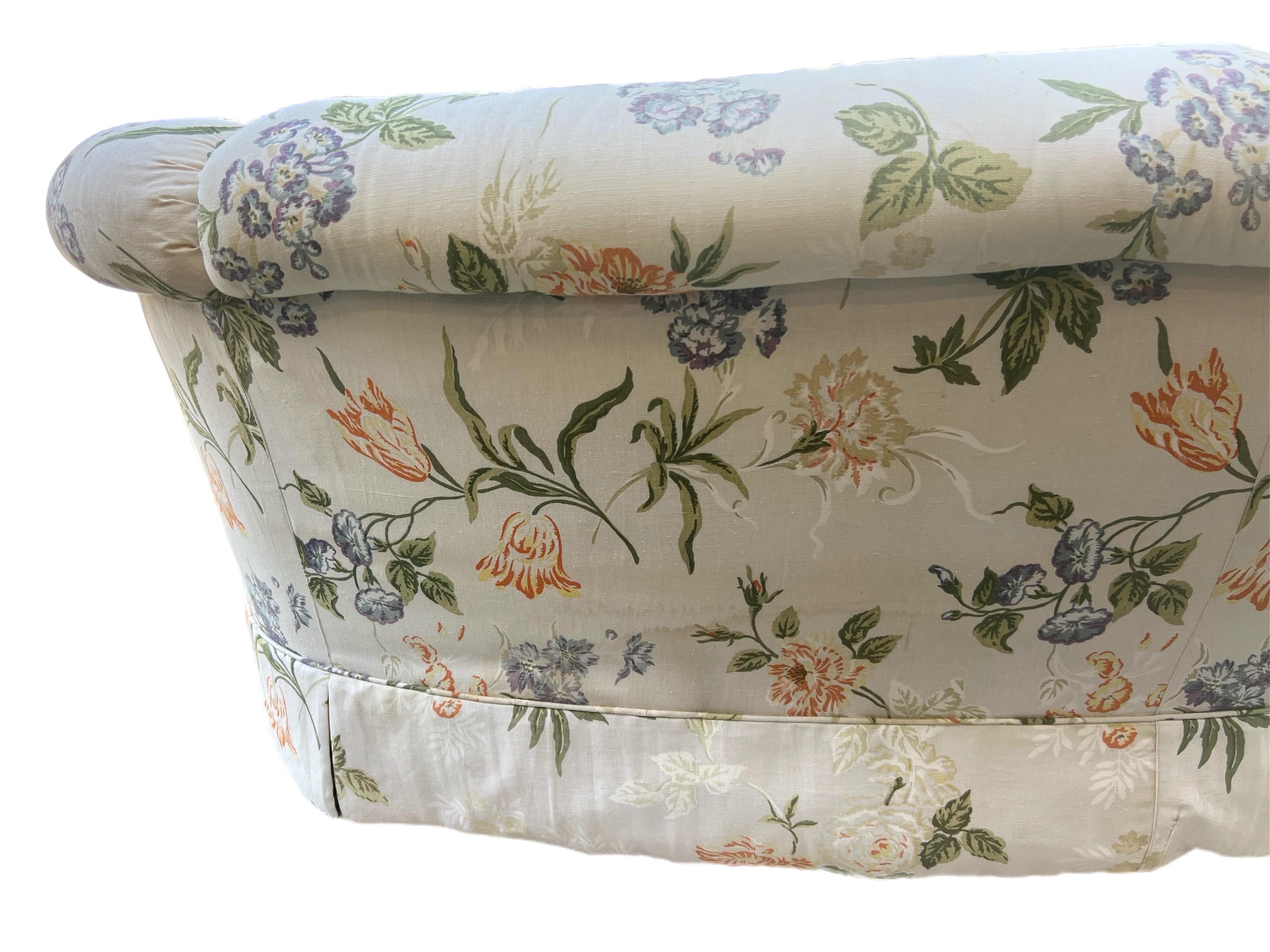 Other Late 20th Century Erwin-Lambeth Floral Curved Sofa