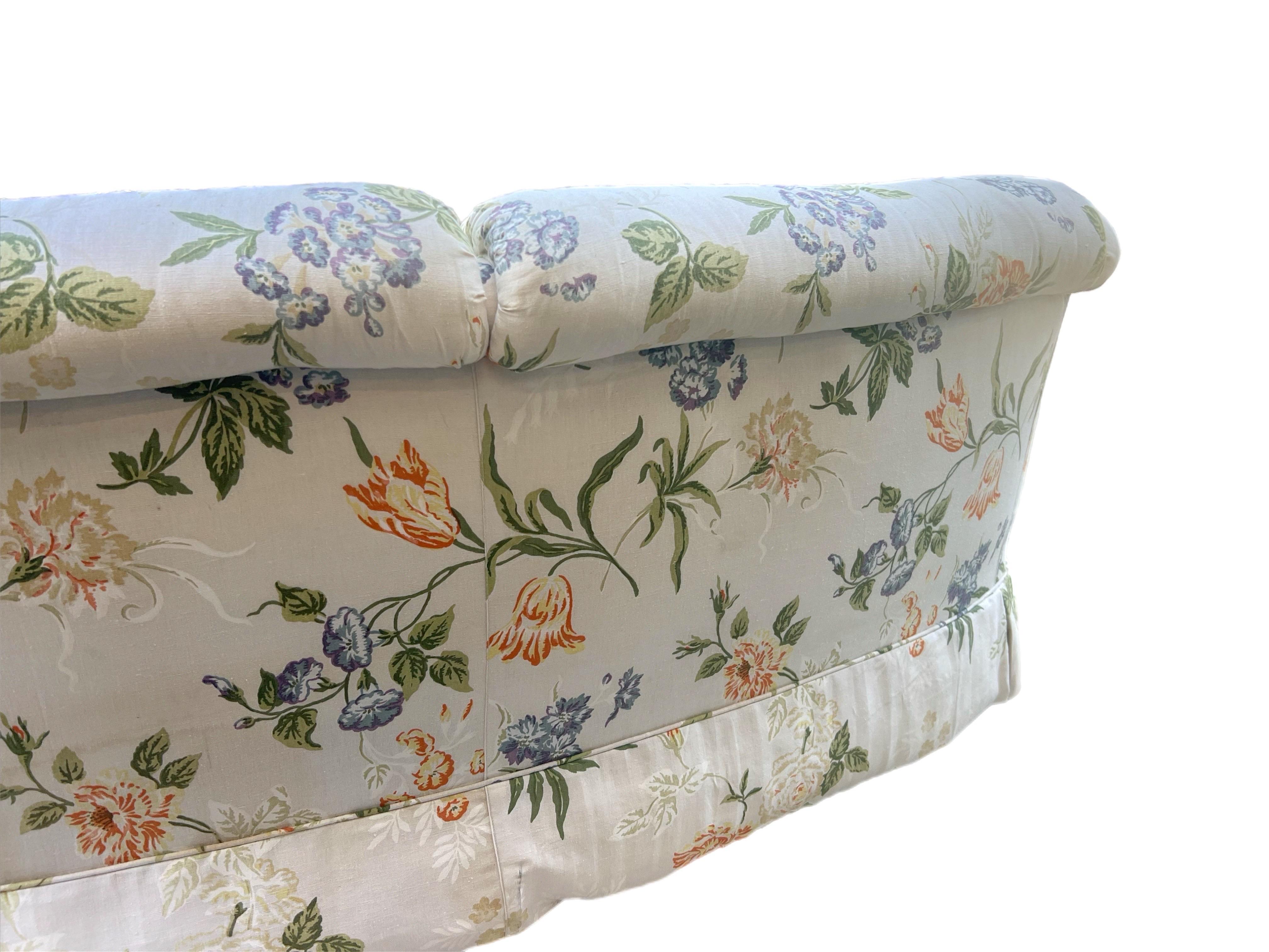 American Late 20th Century Erwin-Lambeth Floral Curved Sofa