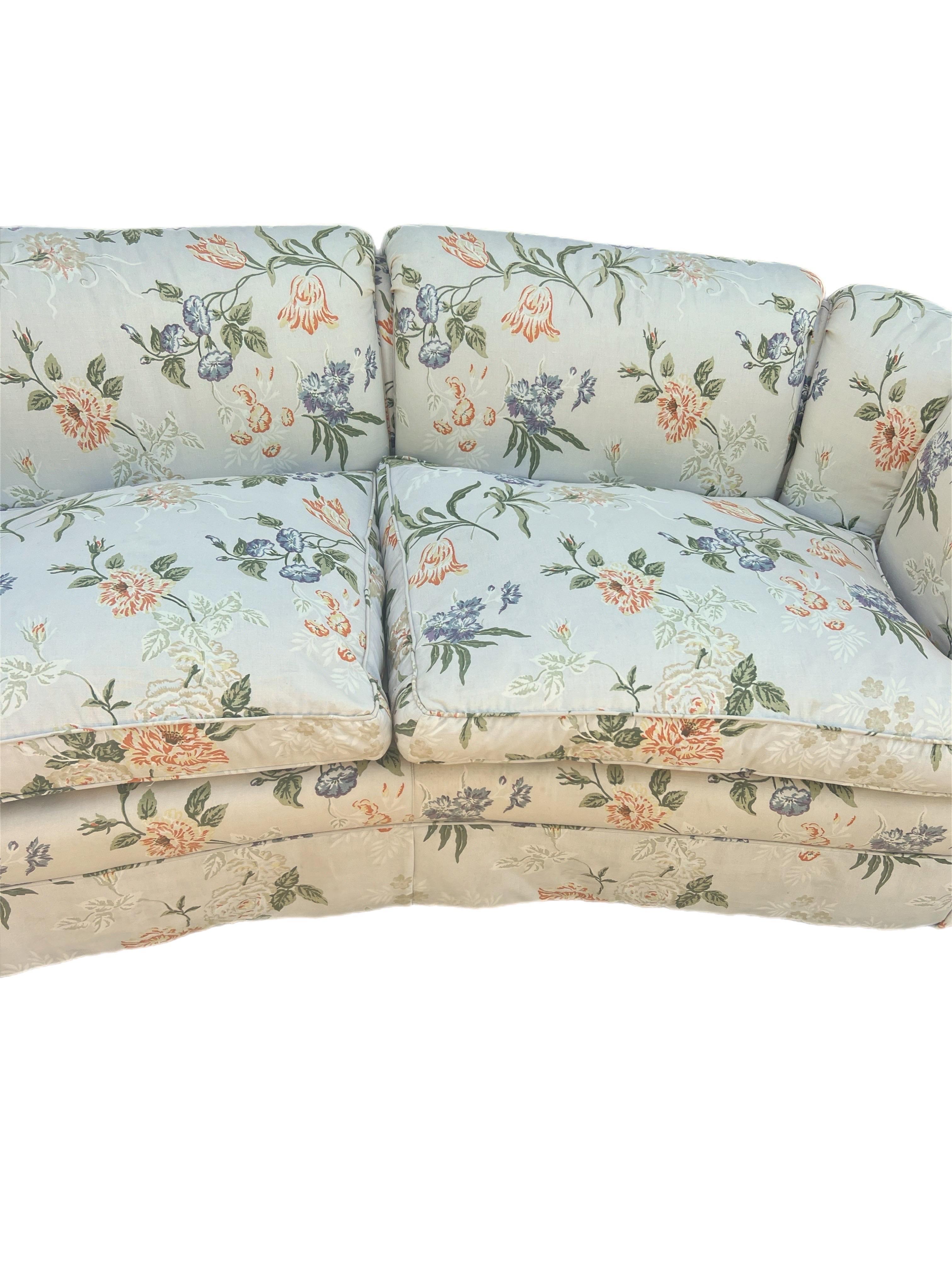 Upholstery Late 20th Century Erwin-Lambeth Floral Curved Sofa