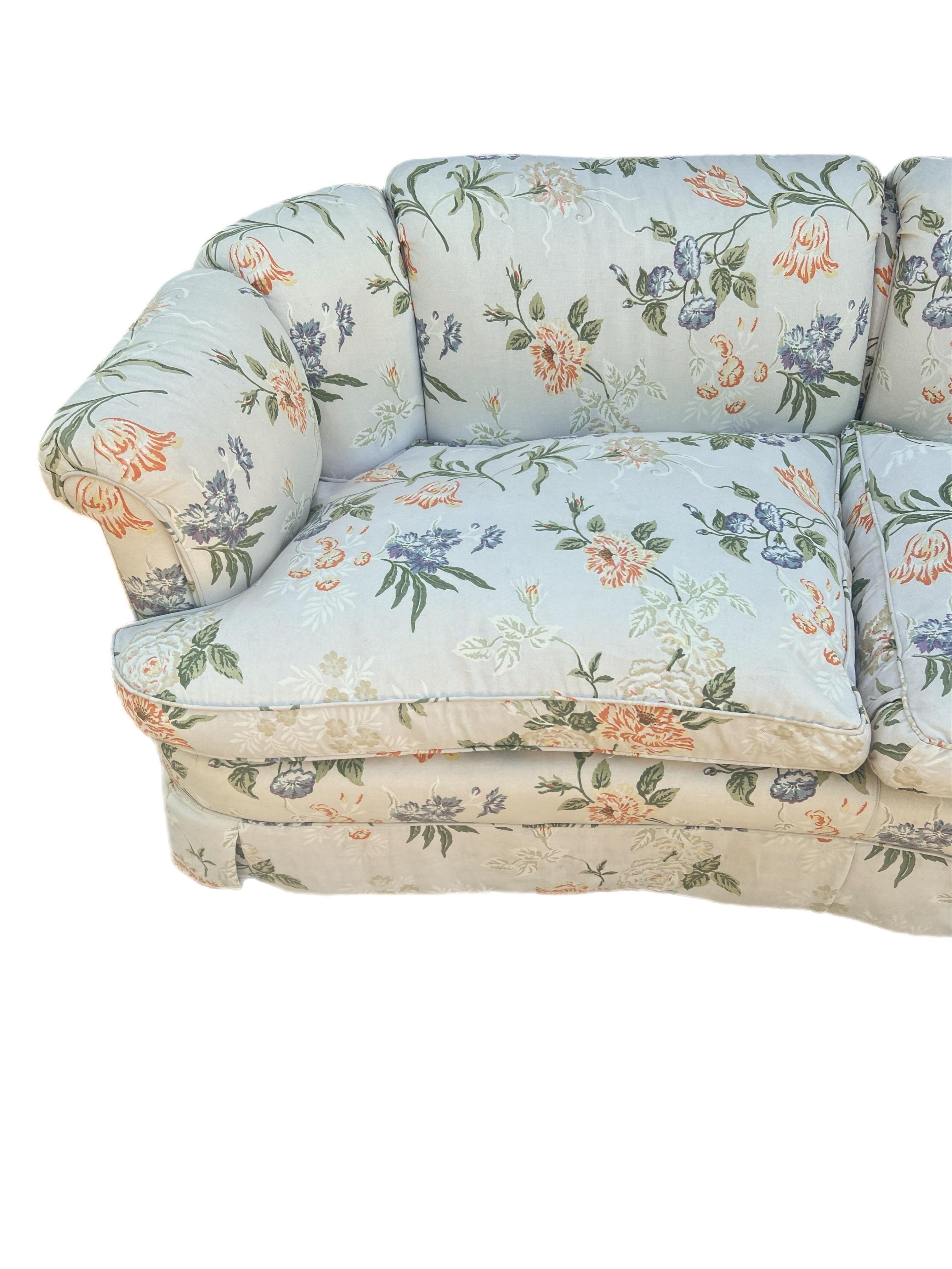 Late 20th Century Erwin-Lambeth Floral Curved Sofa 1