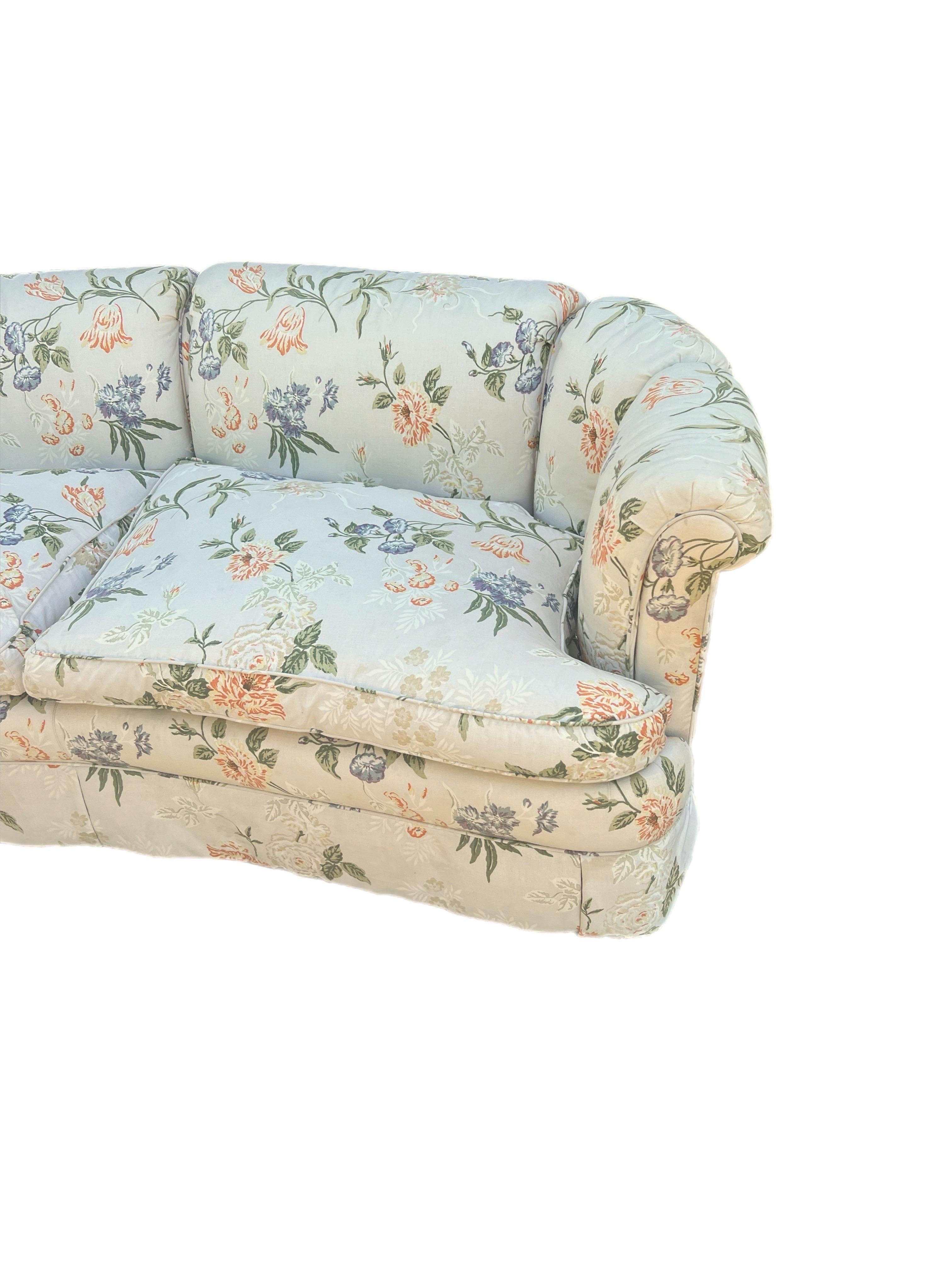 Late 20th Century Erwin-Lambeth Floral Curved Sofa 2