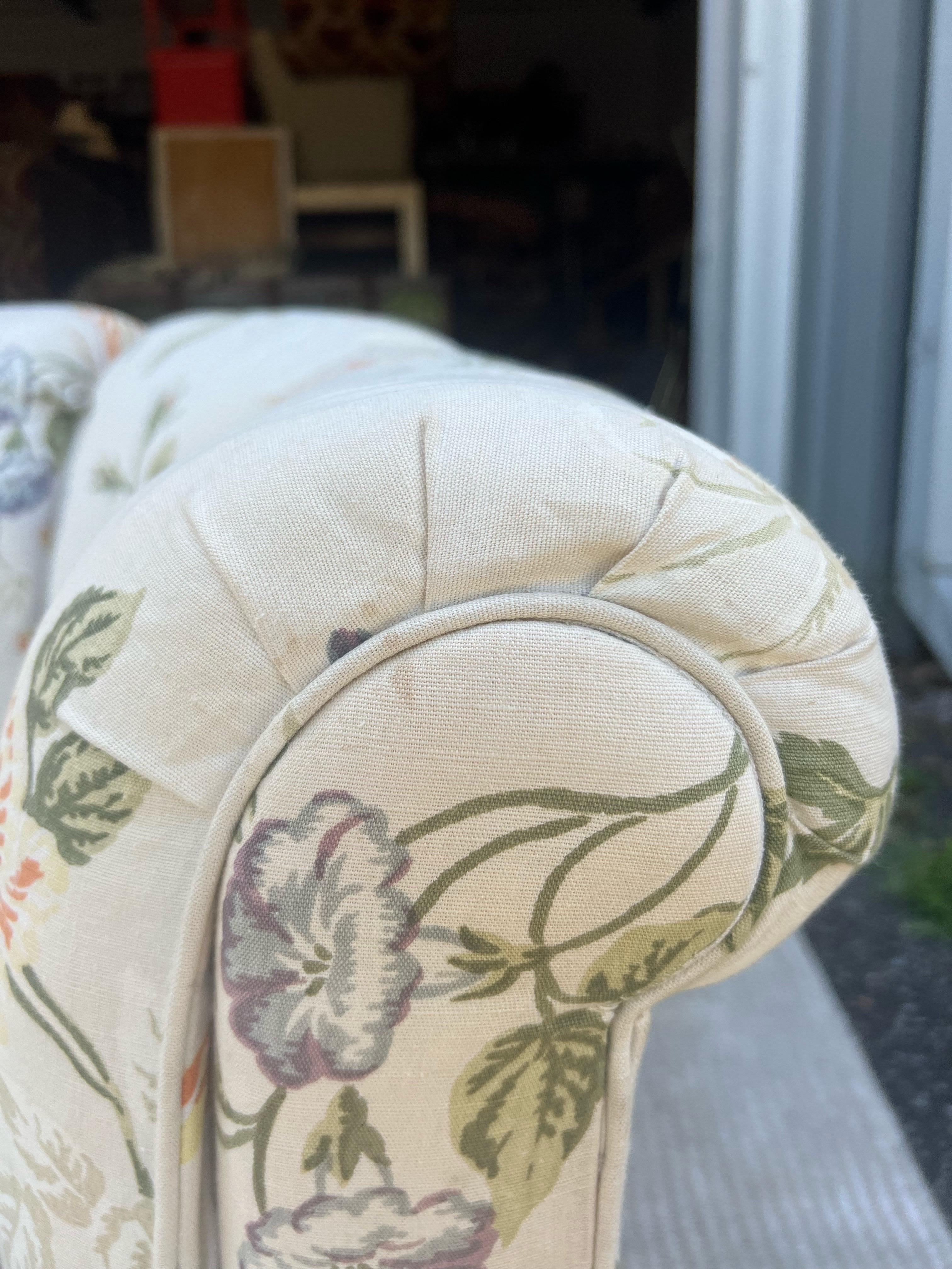 Late 20th Century Erwin-Lambeth Floral Curved Sofa 3