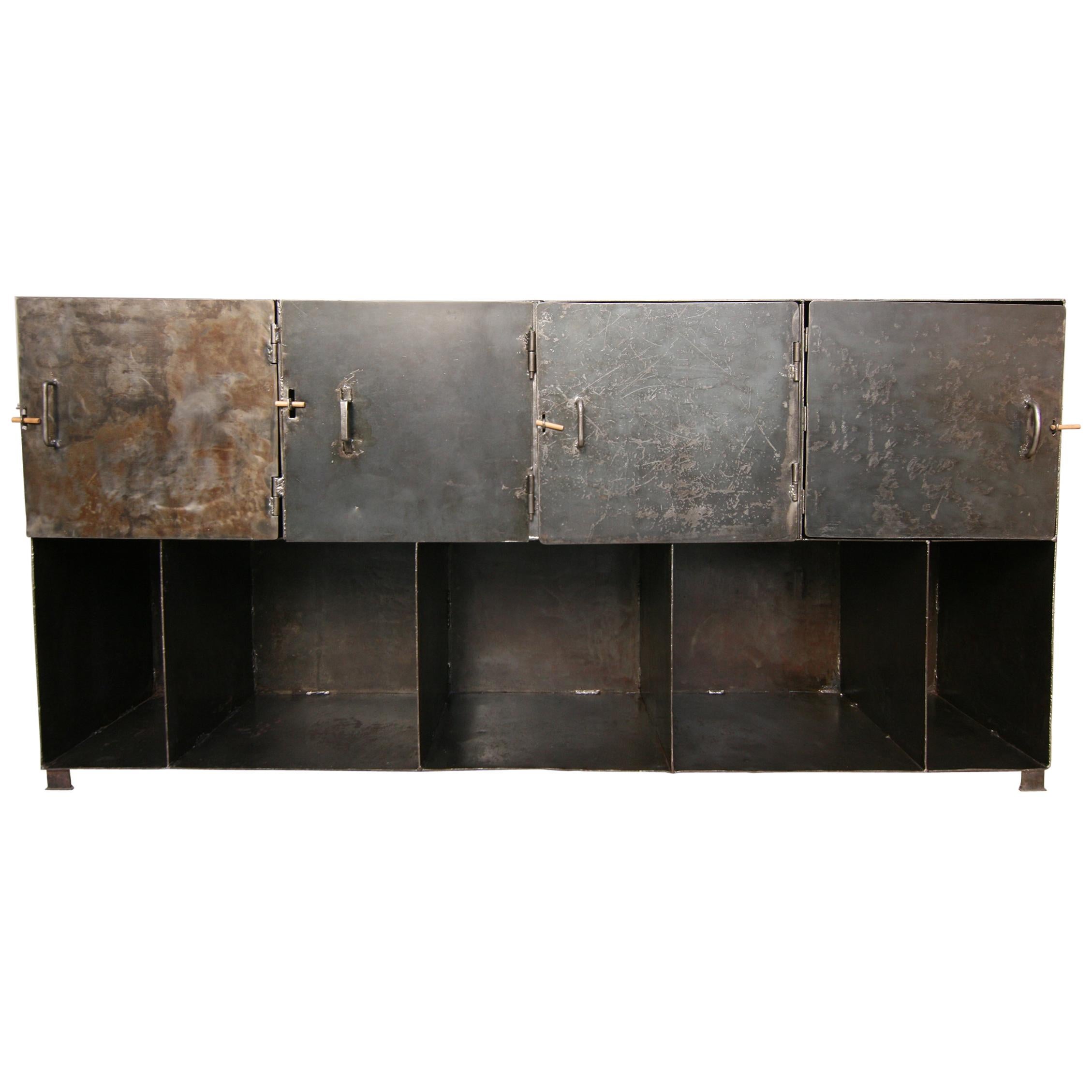 Late 20th Century European Industrial Metal Sideboard or Shelf