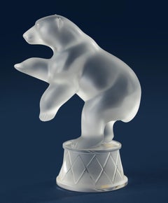 Late 20th Century Figurine - Lalique - Crystal - Circus Bear on Drum