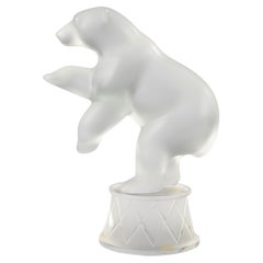 Late 20th Century Figurine - Lalique - Crystal - Circus Bear on Drum