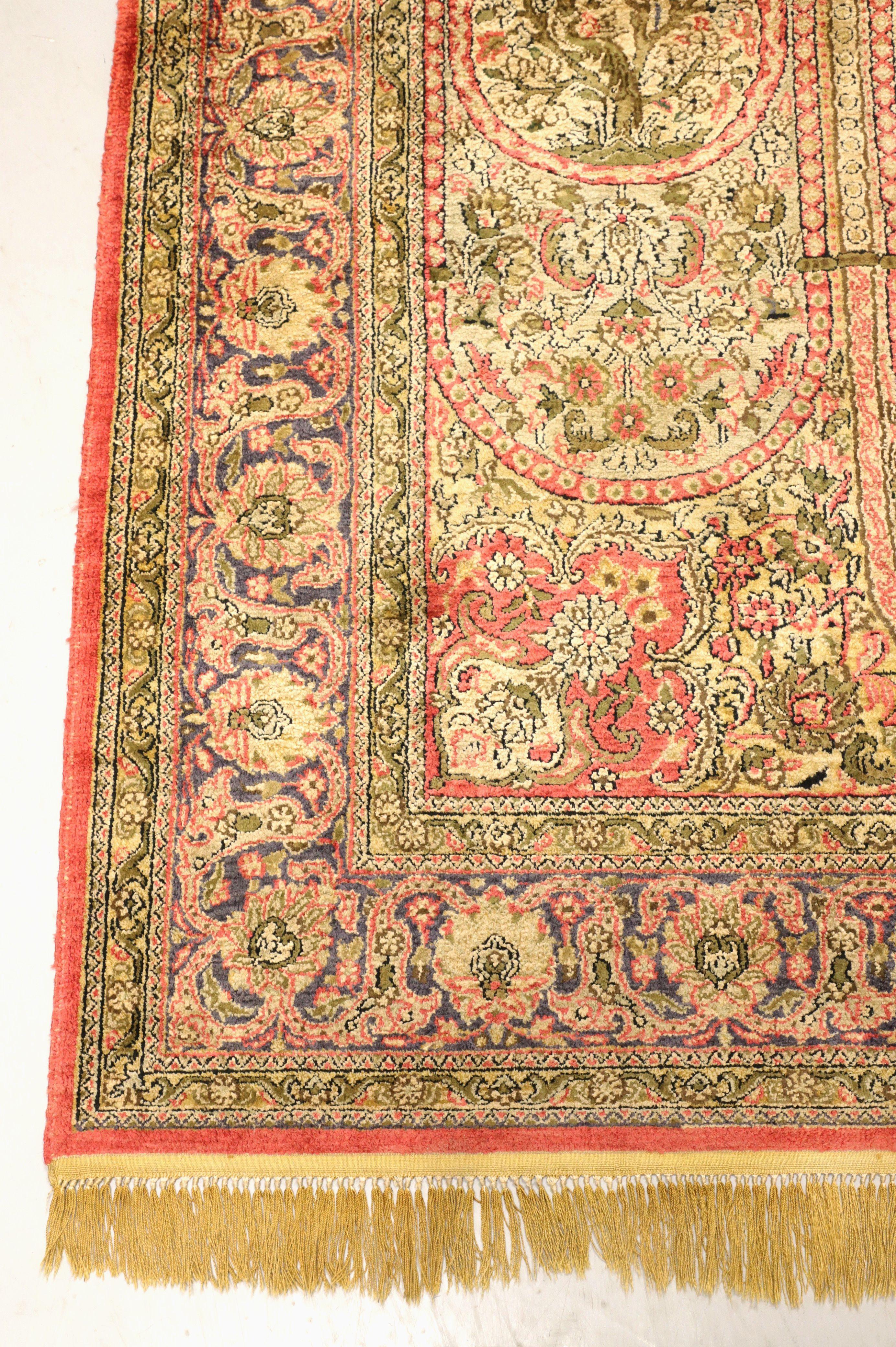 Wool Late 20th Century Fine Hand Knotted Silk Oriental 5 x 9 Area Rug For Sale