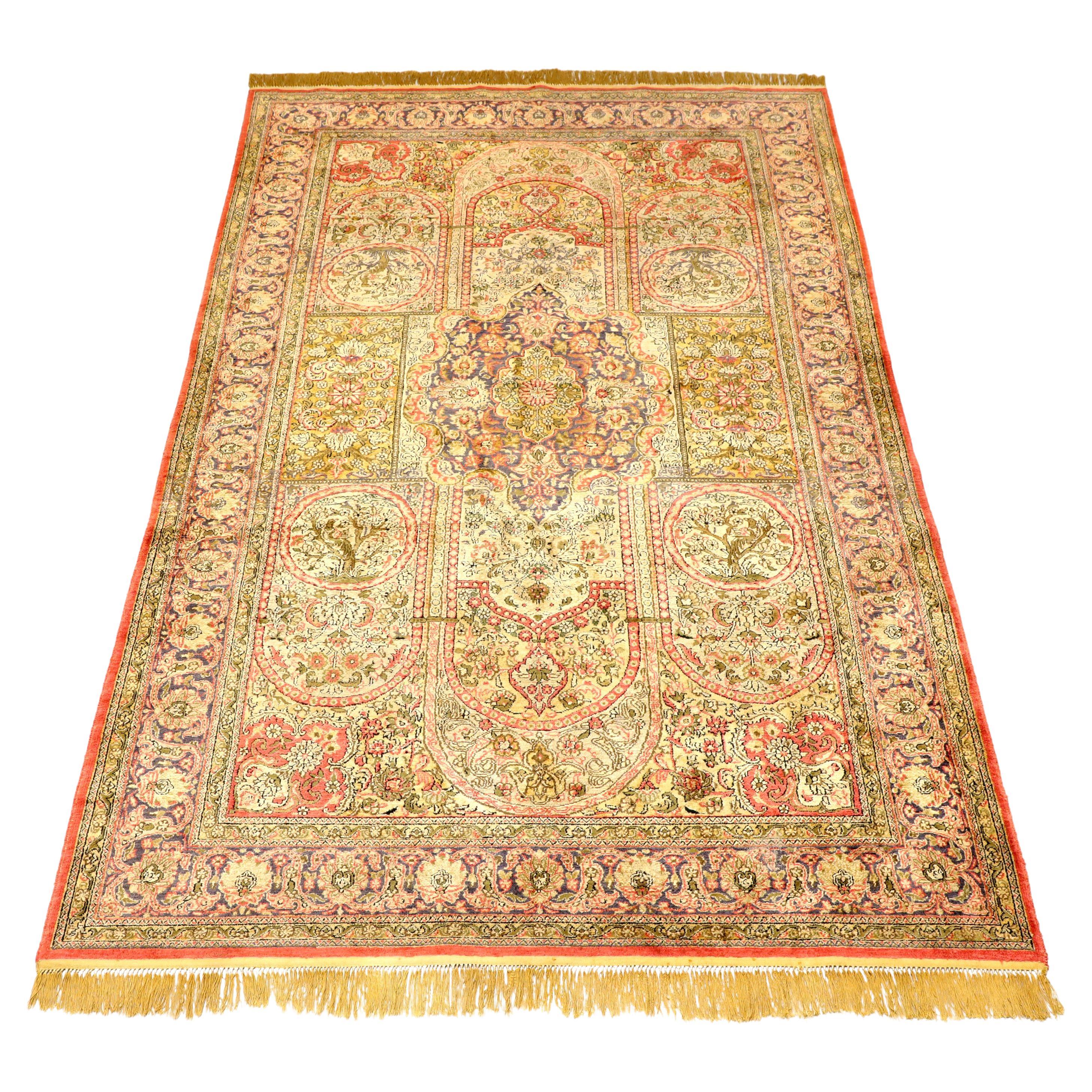 Late 20th Century Fine Hand Knotted Silk Oriental 5 x 9 Area Rug For Sale