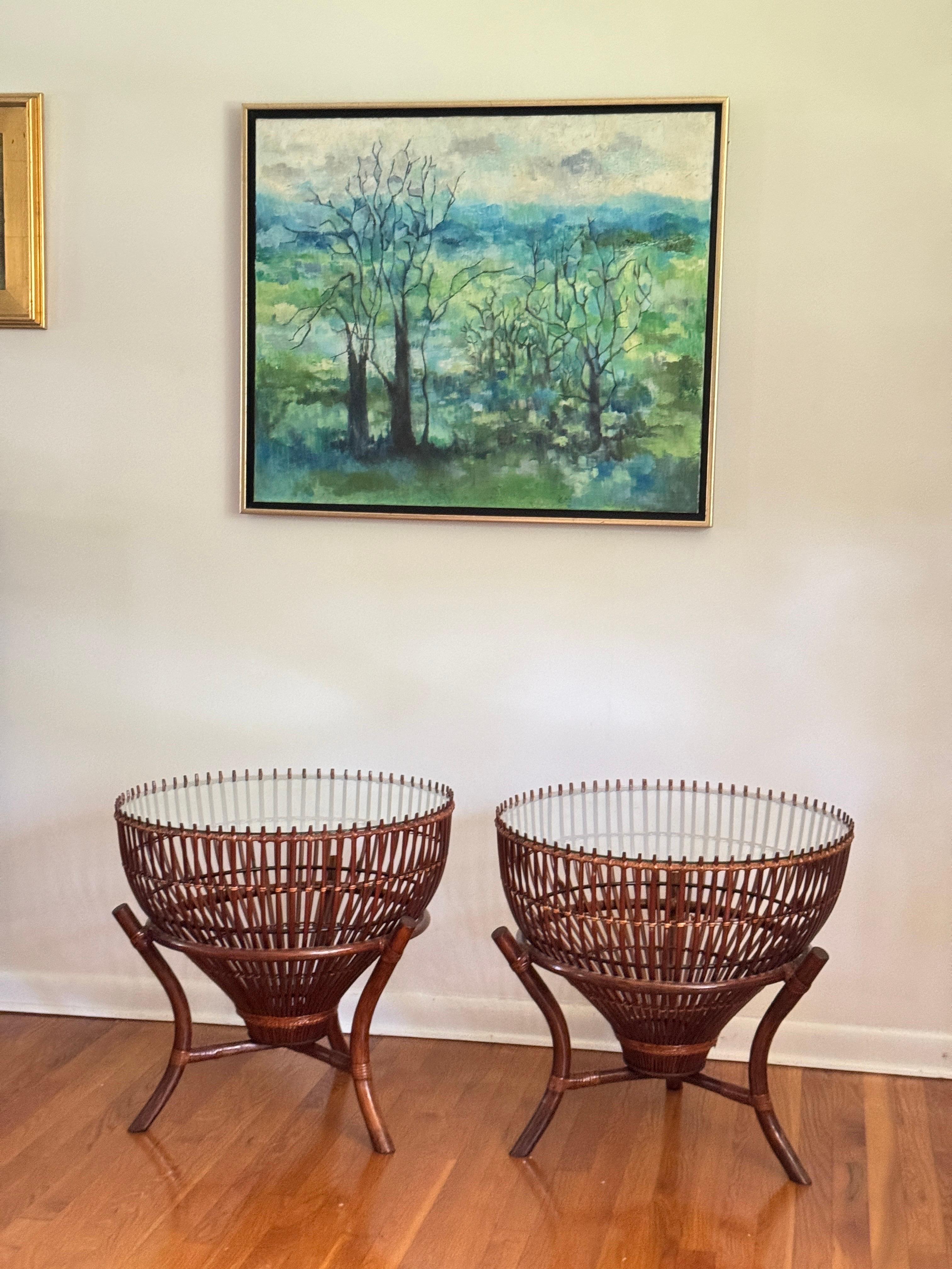 Mid-Century Modern Tables à panier en forme de piège à poisson de la fin du 20e siècle dans le style de Franco Albini en vente