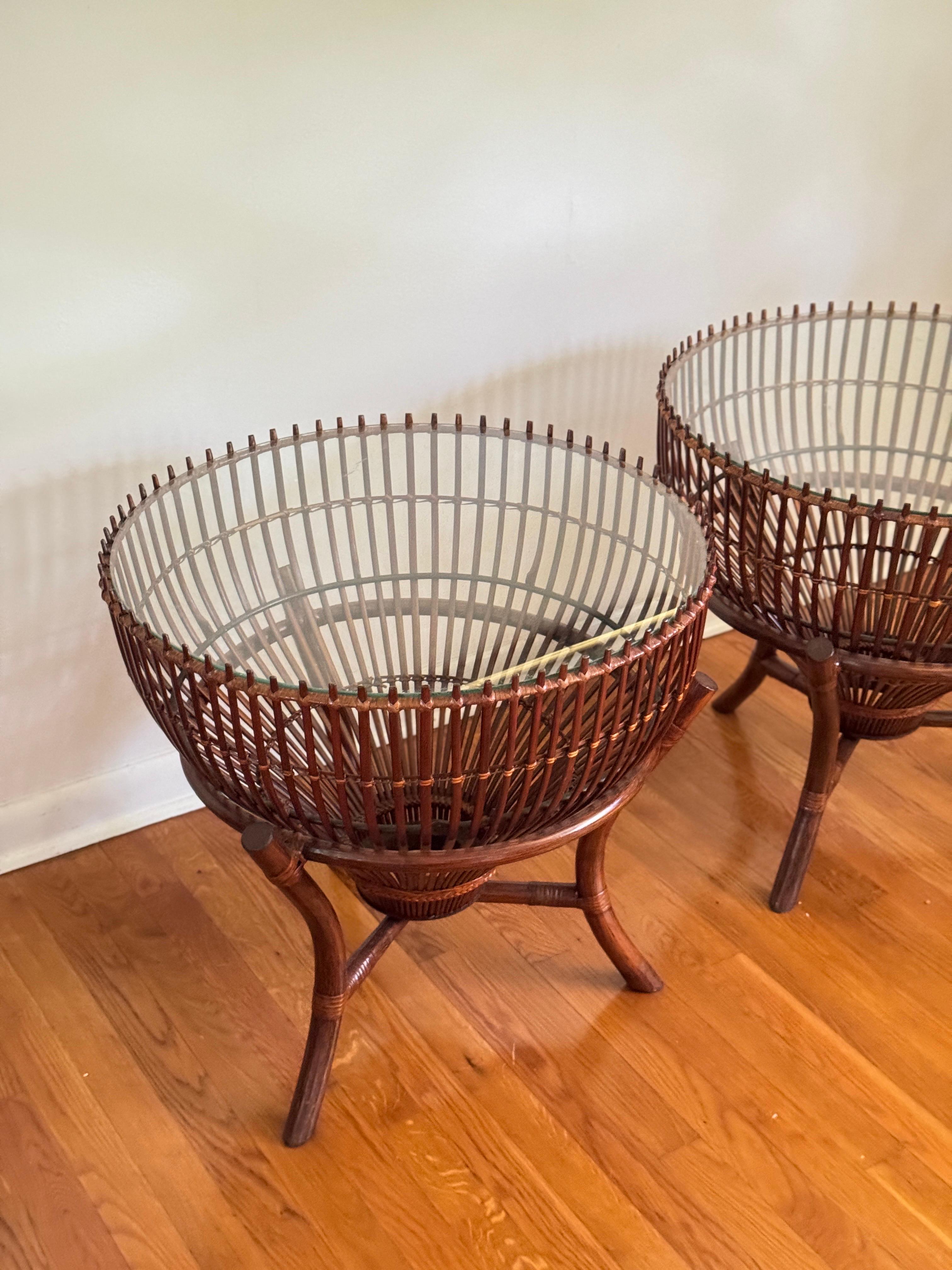 Inconnu Tables à panier en forme de piège à poisson de la fin du 20e siècle dans le style de Franco Albini en vente
