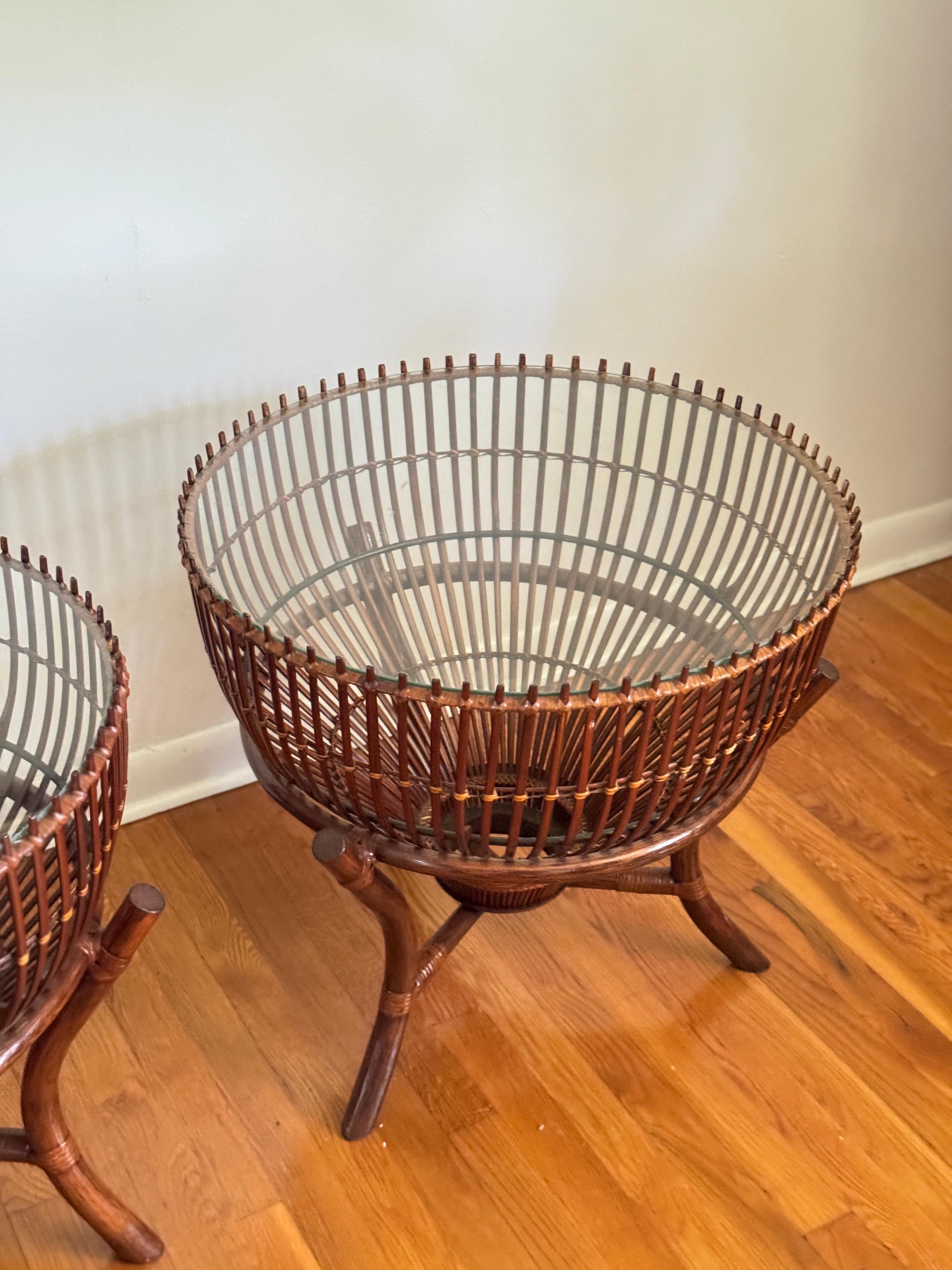 Tables à panier en forme de piège à poisson de la fin du 20e siècle dans le style de Franco Albini Bon état - En vente à Elkton, MD