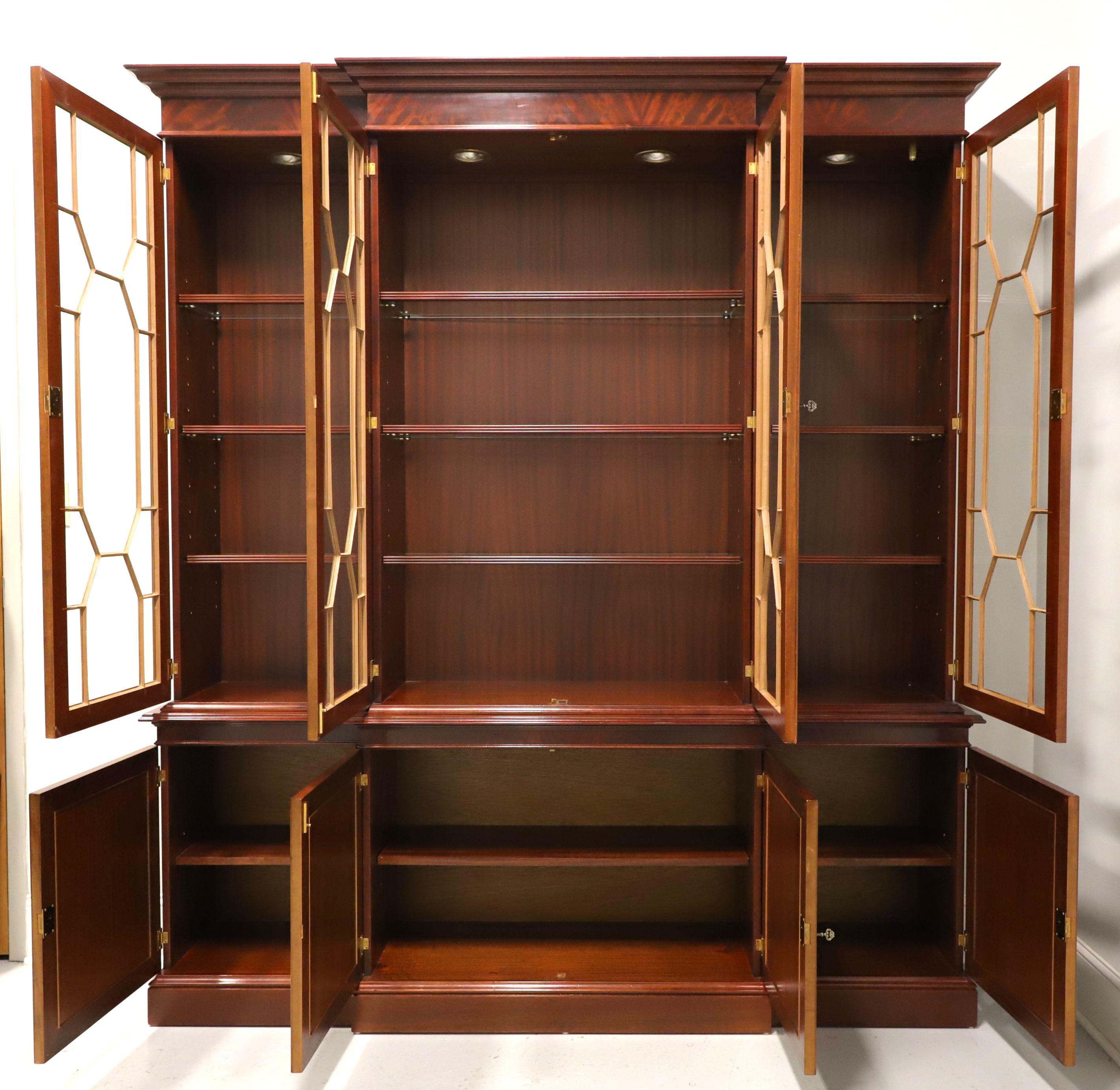 Late 20th Century Flame Mahogany Chippendale Breakfront China Cabinet In Good Condition In Charlotte, NC