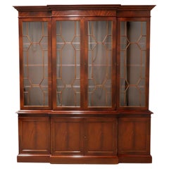 Used Late 20th Century Flame Mahogany Chippendale Breakfront China Cabinet