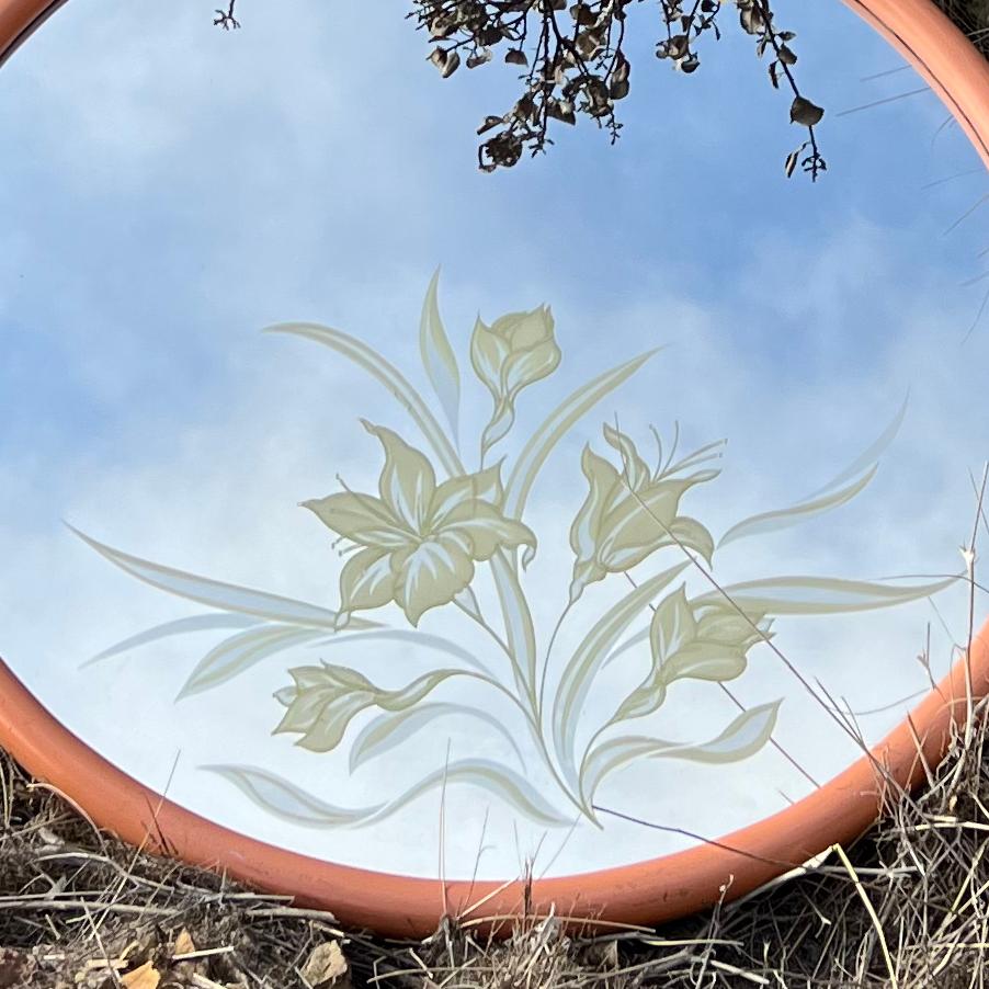 vintage floral etched mirror