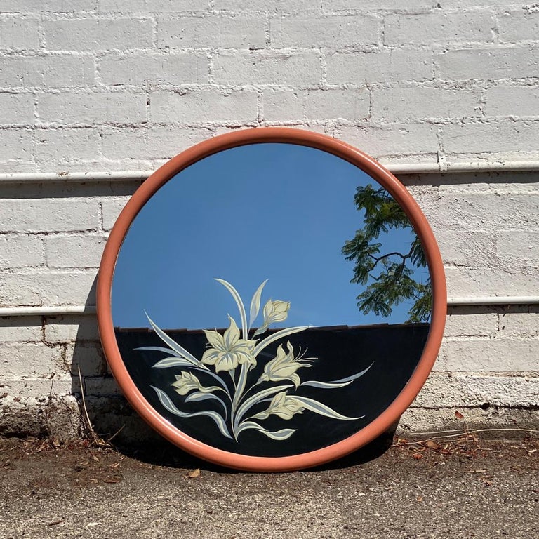 Late 20th Century Floral Etched Mirror For Sale at 1stDibs