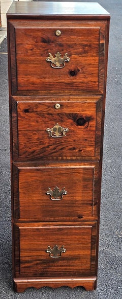 Late 20th Century Four-Drawer Solid Pine Filing Cabinet with Locks and Keys