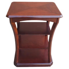 Late 20th Century Four-Tier Mahohany Bookmatched Top Side Table