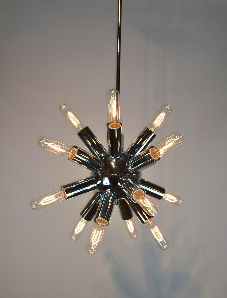 14Arm / Socket Lightolier Chrome Sputnik with Tubular Bulbs Chandelier