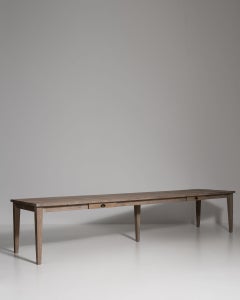 Late 20th Century France Weathered Grey Metal Long Metal-Legged Bench Table