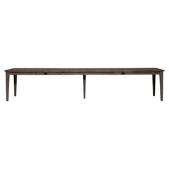 Late 20th Century France Weathered Grey Metal Long Metal-Legged Bench Table