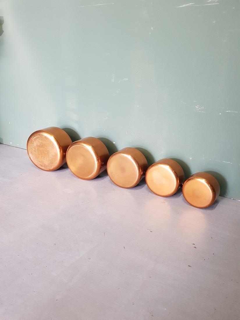 Late 20th Century French 5-Piece Copper Pans 2