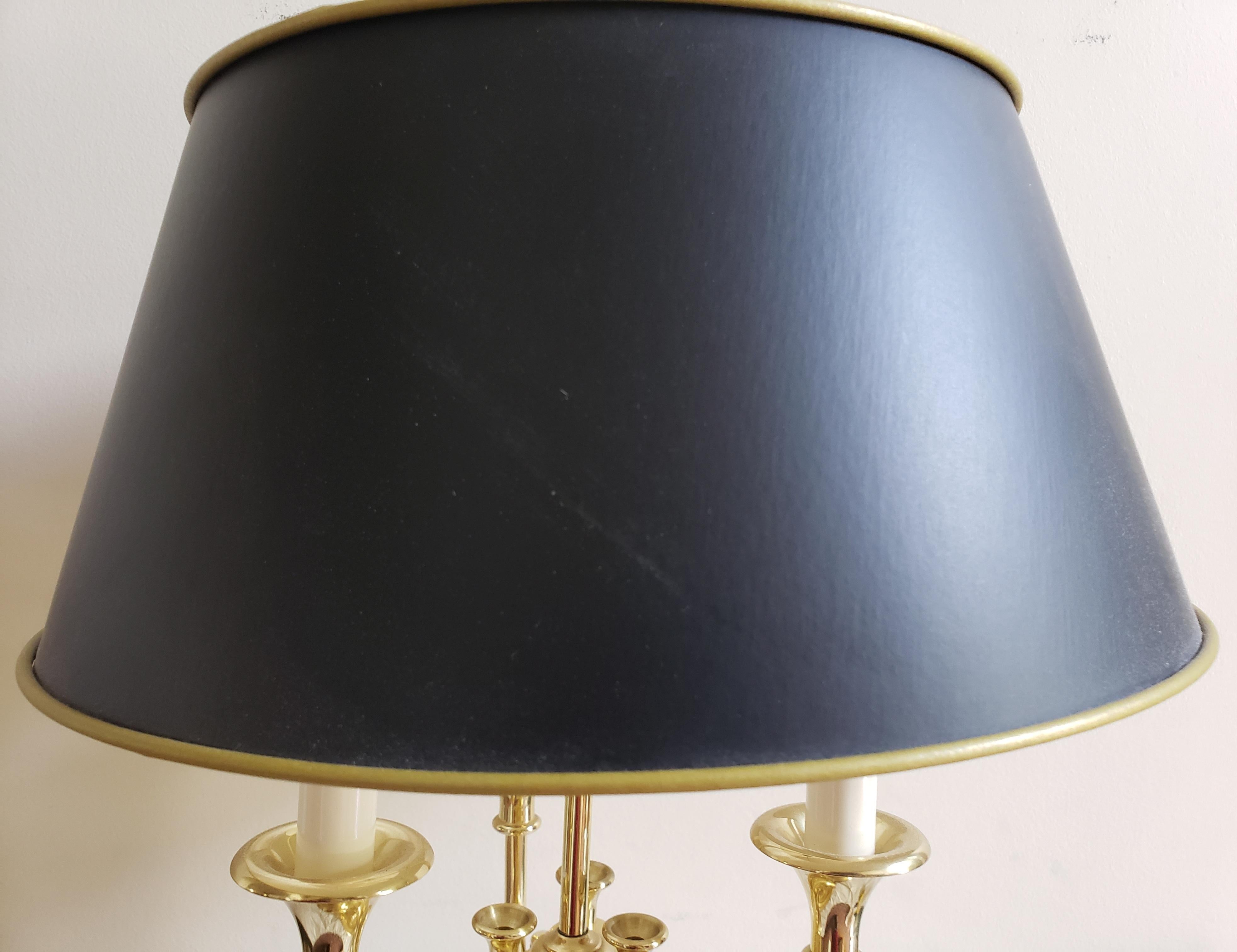 American Late 20th Century French Bouillote 3-Arm Polished Brass TableLamp 