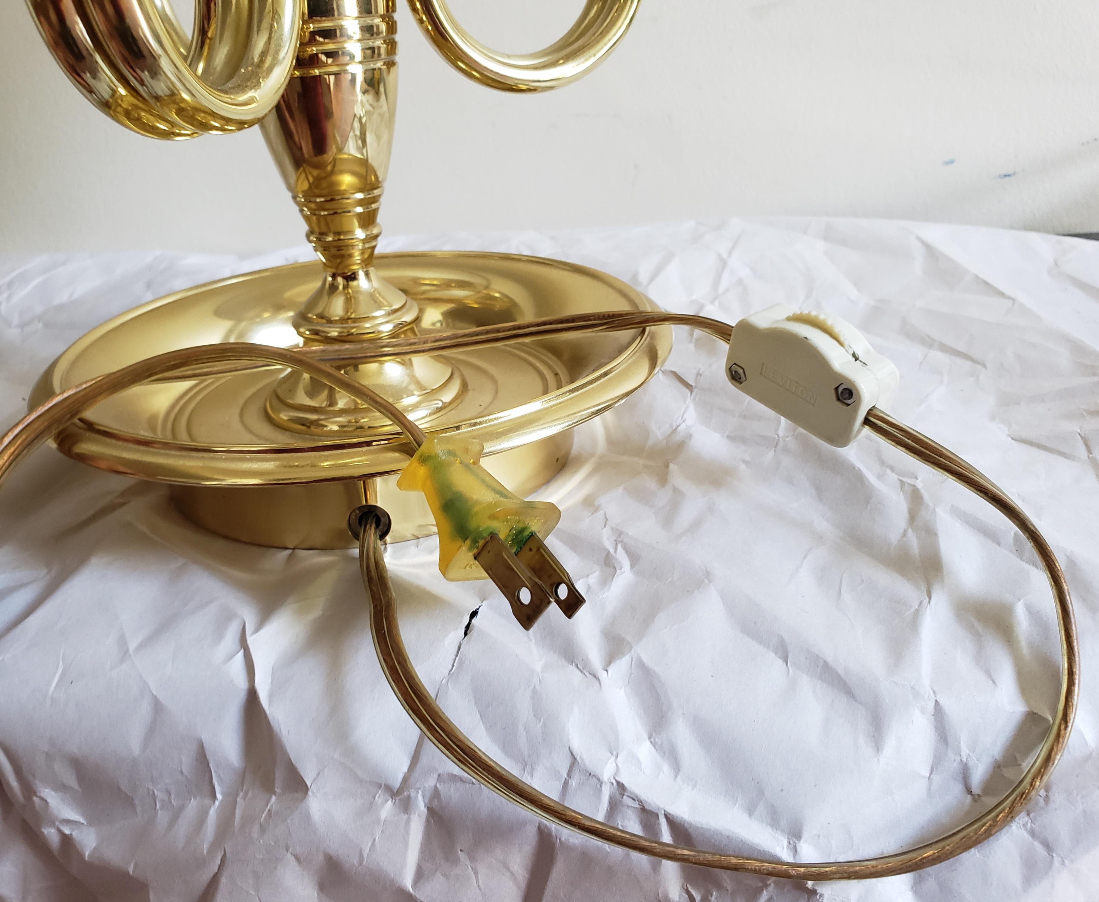 Late 20th Century French Bouillote 3-Arm Polished Brass TableLamp  1