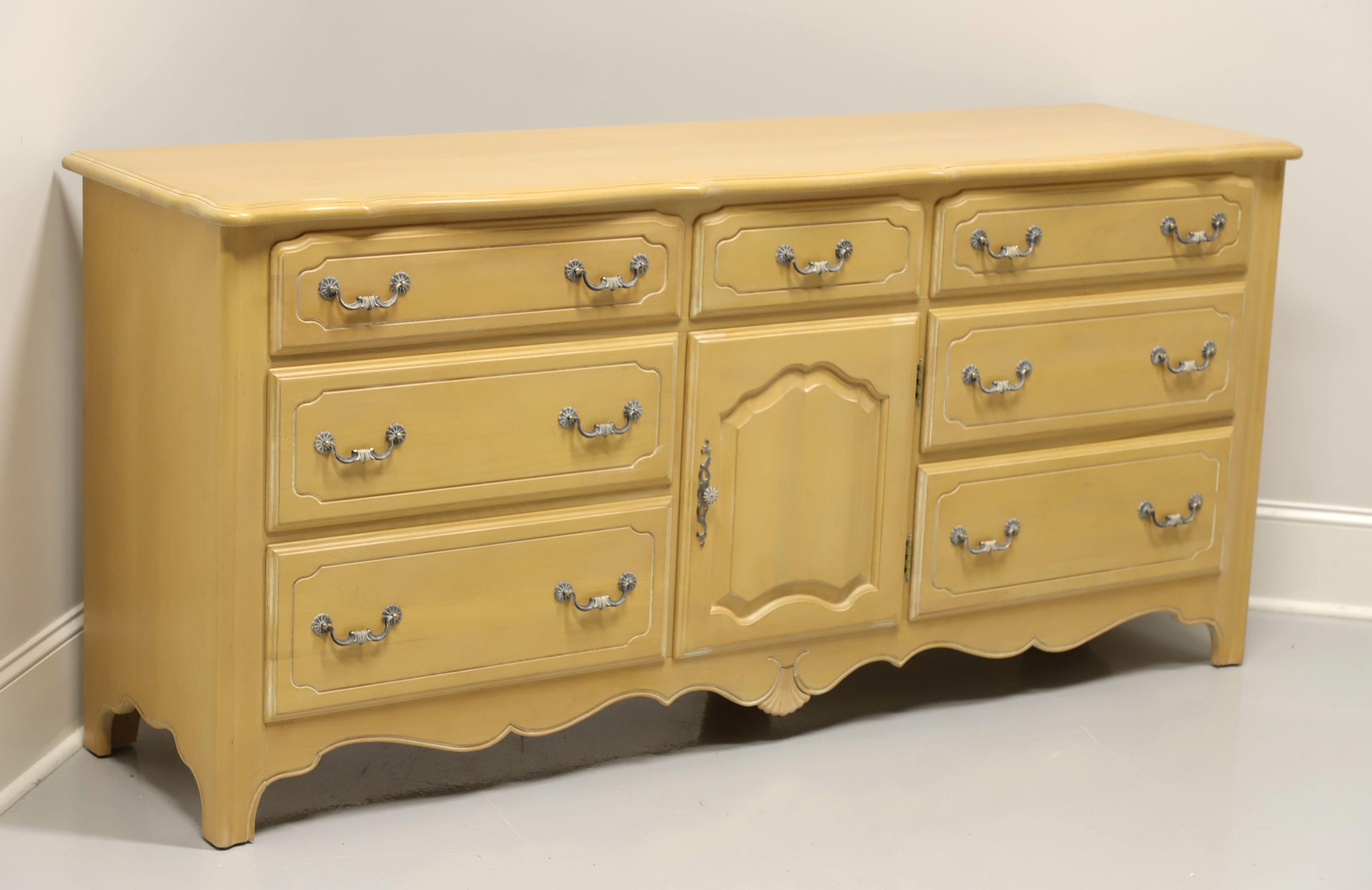 Late 20th Century French Country Whitewashed Distressed Finish Triple Dresser For Sale 6