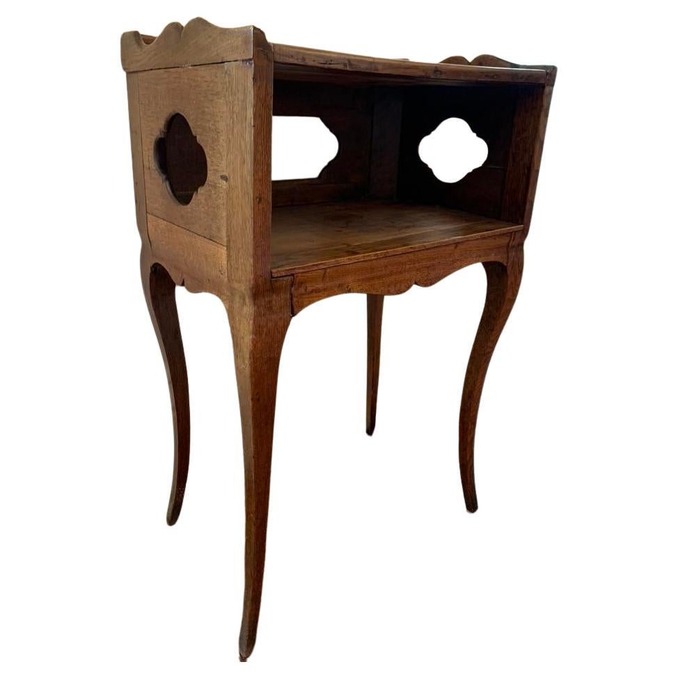 Mid 18th Century French End Table with Open Shelf and Quatrefoil Motifs