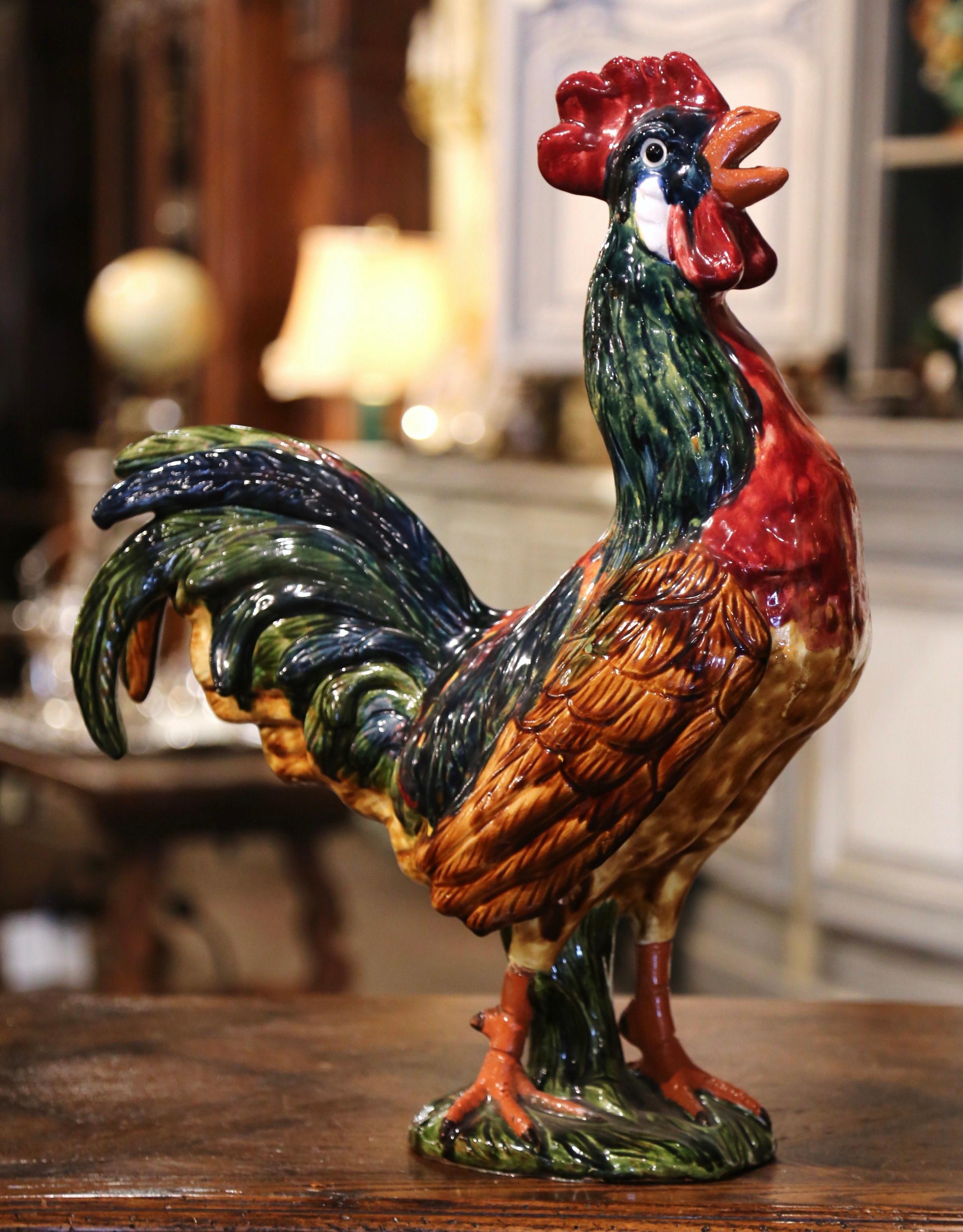 antique ceramic roosters