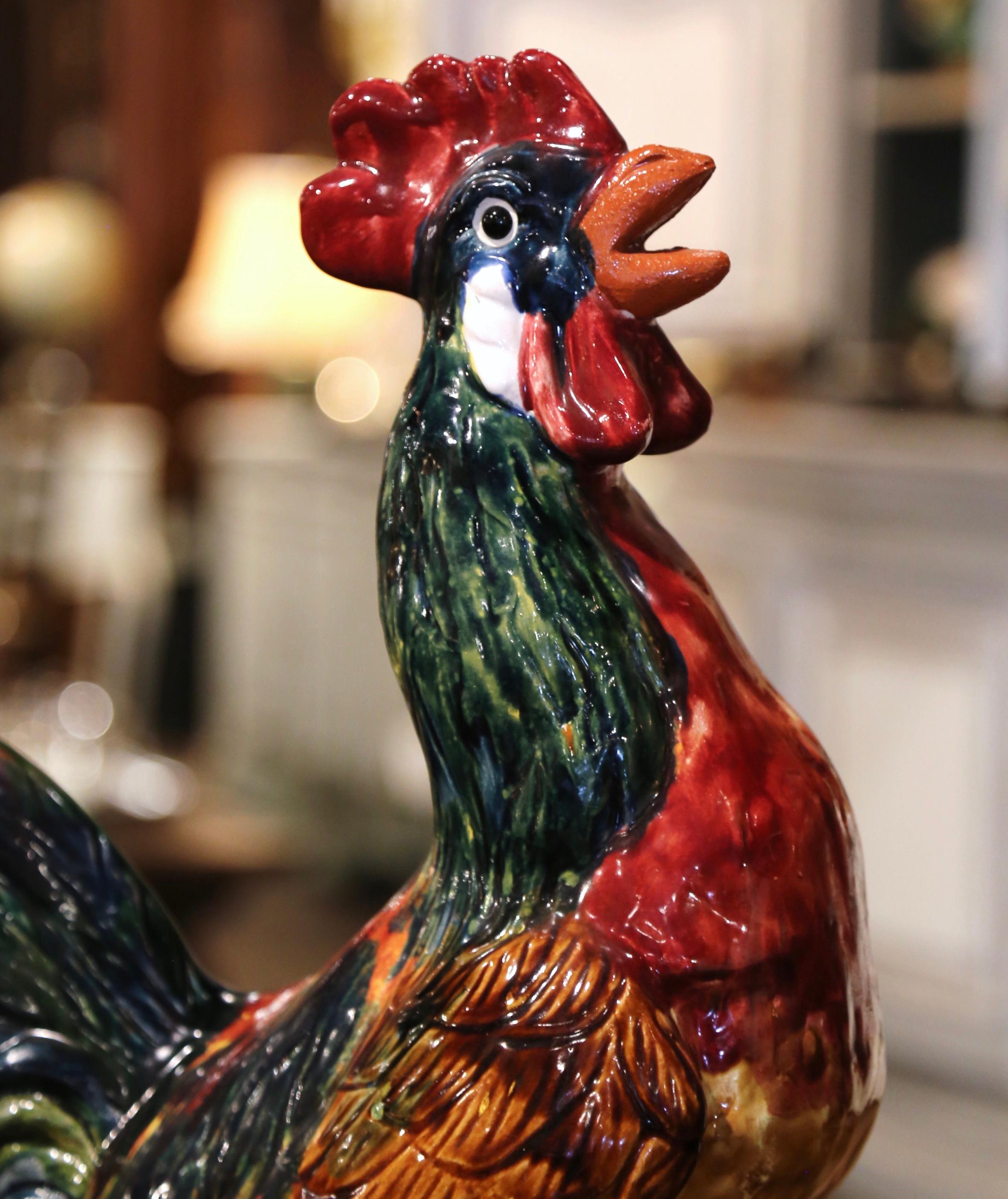blue ceramic rooster