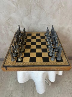 Late 20th century French Leather and Metal Chess Set, 1980s
