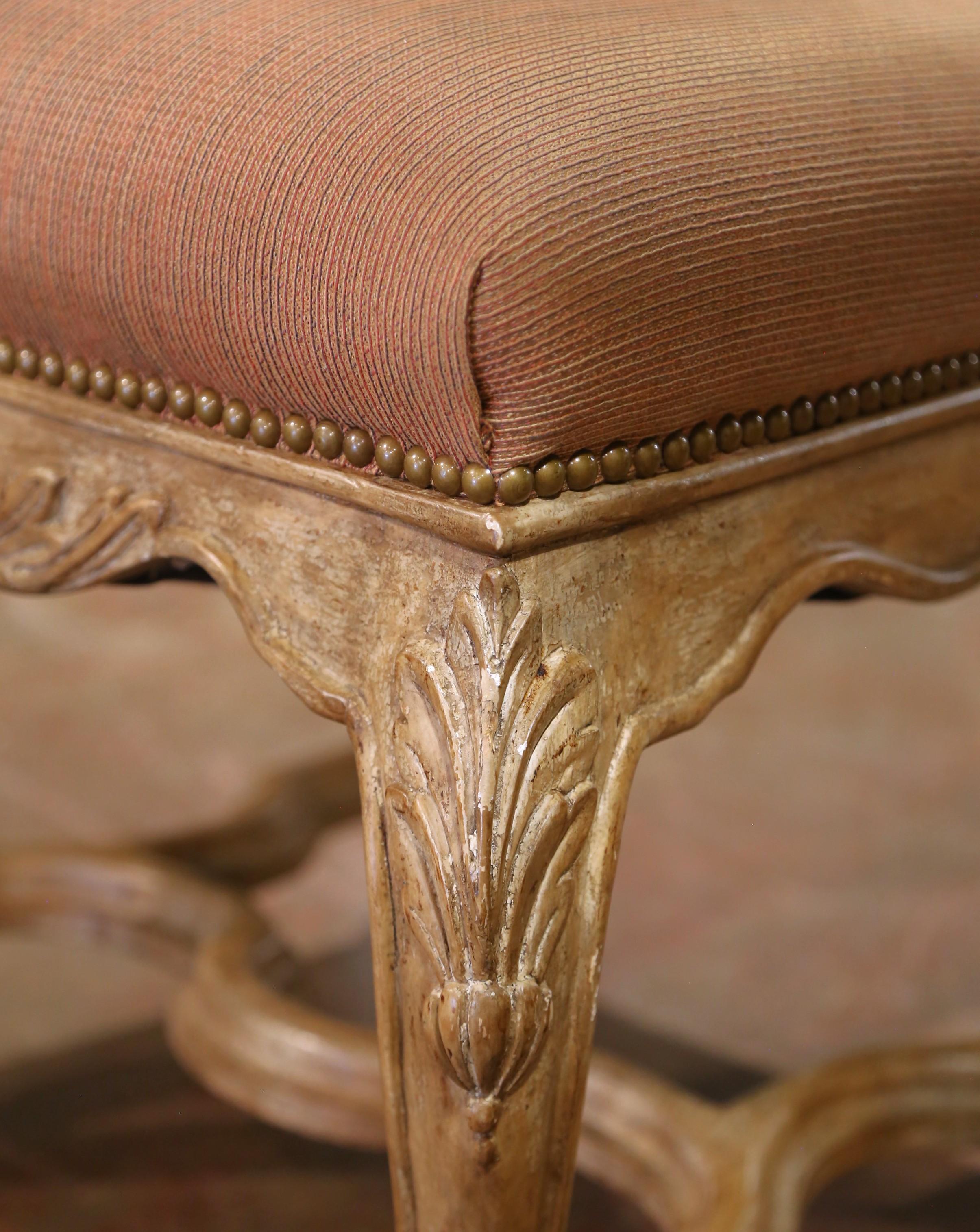 Late 20th Century French Louis XV Round Dining Table with Six Upholstered Chairs For Sale 6