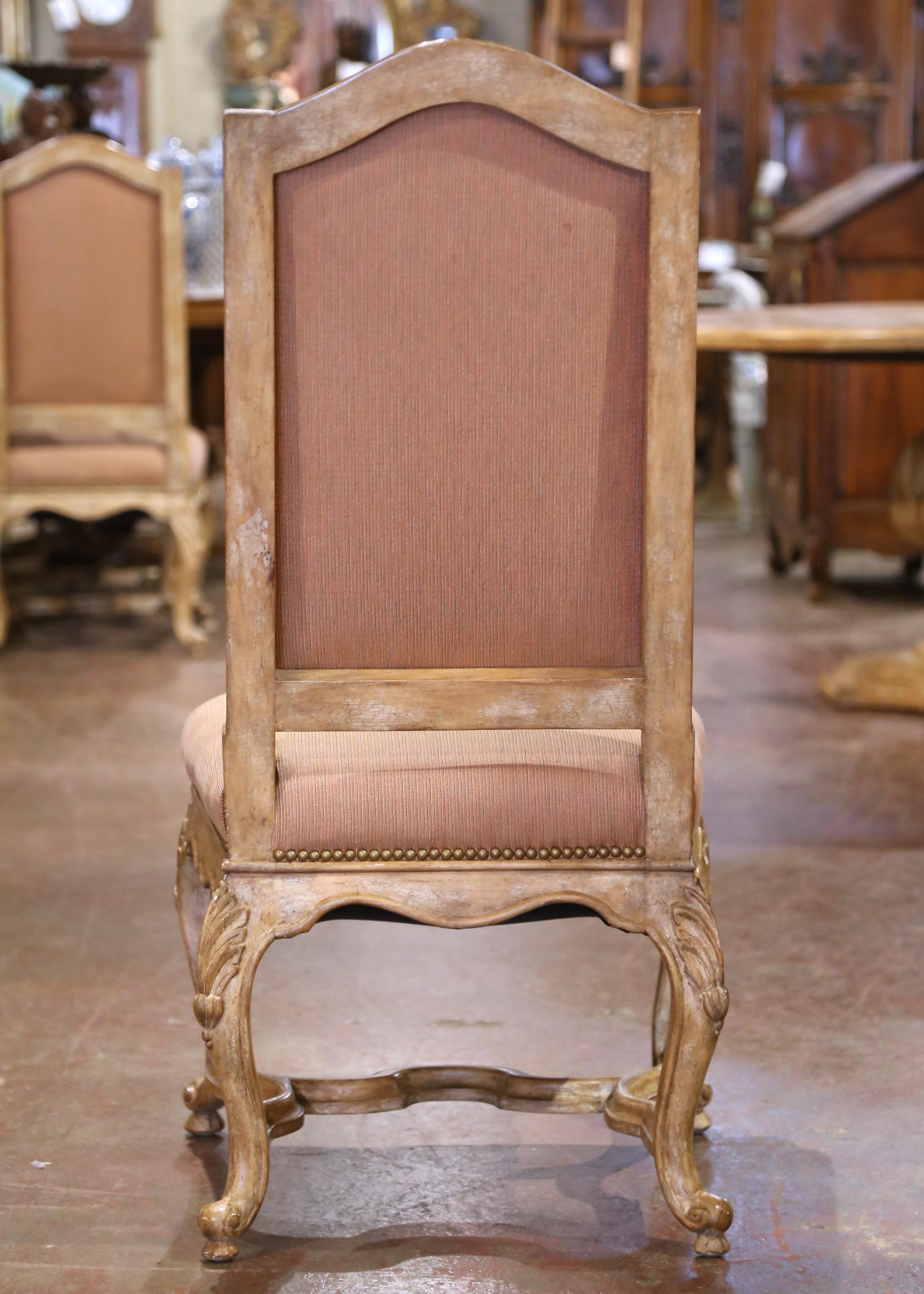 Late 20th Century French Louis XV Round Dining Table with Six Upholstered Chairs For Sale 8