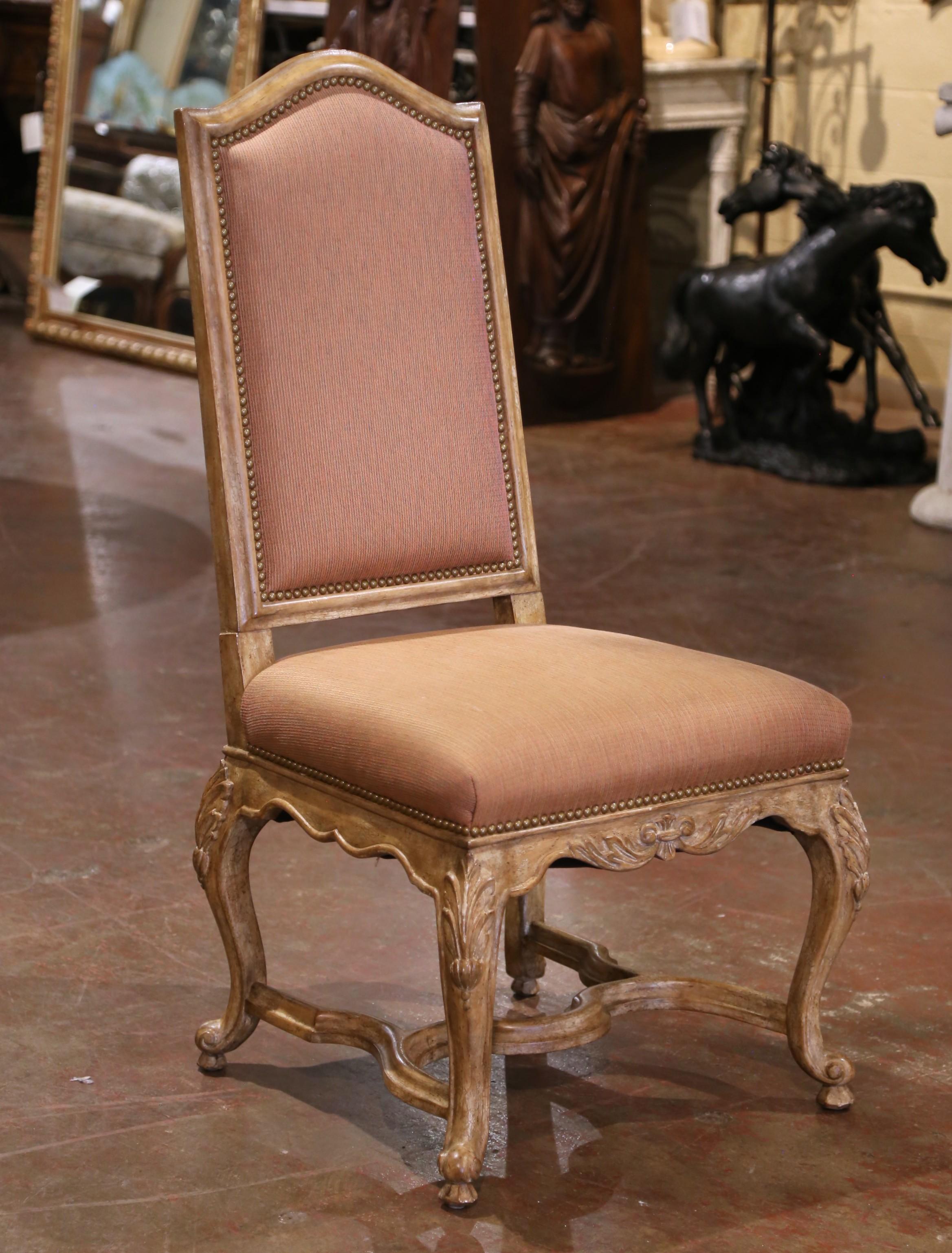 Late 20th Century French Louis XV Round Dining Table with Six Upholstered Chairs For Sale 1