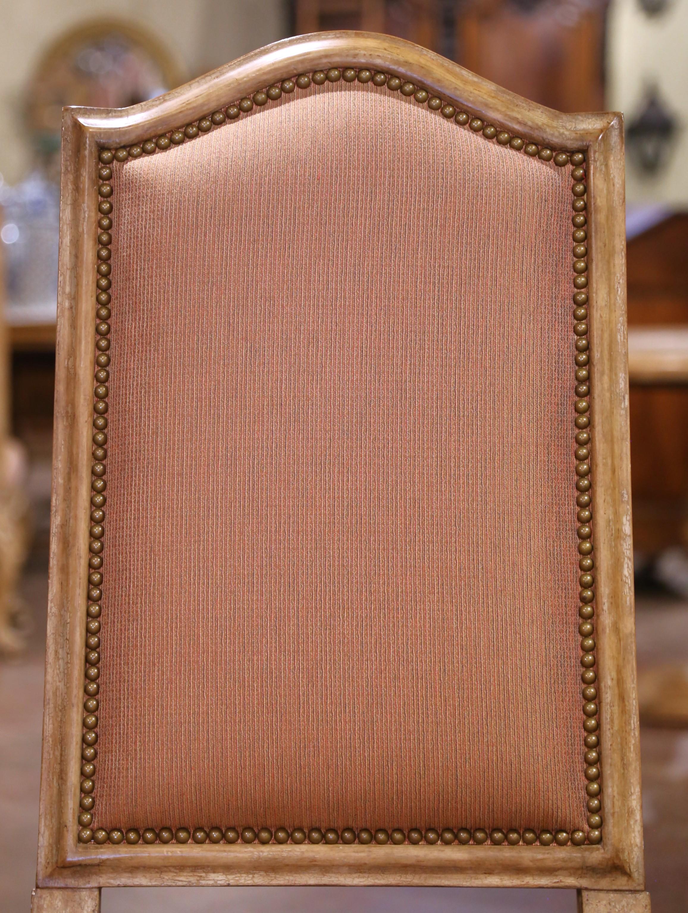 Late 20th Century French Louis XV Round Dining Table with Six Upholstered Chairs For Sale 2