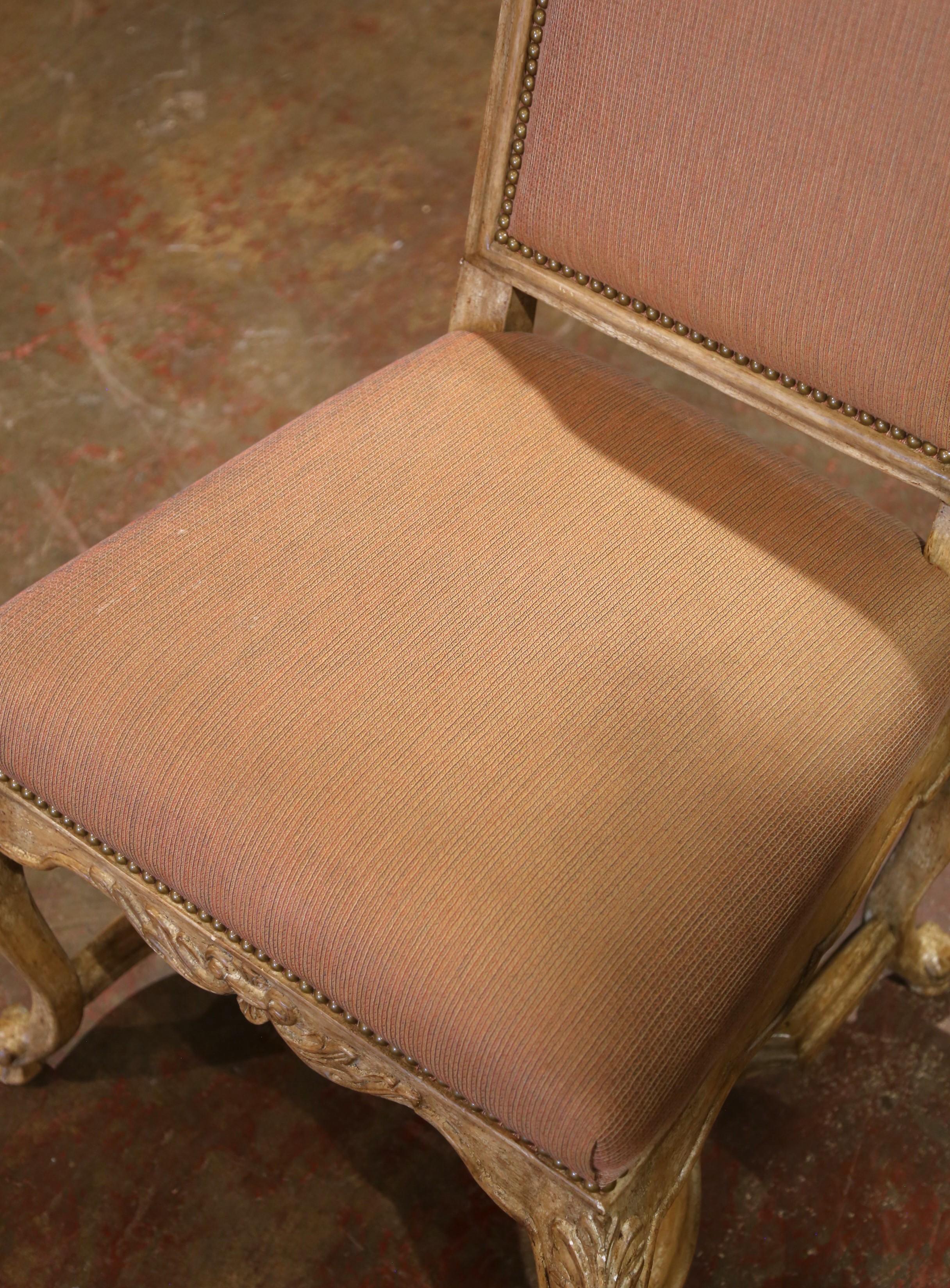 Late 20th Century French Louis XV Round Dining Table with Six Upholstered Chairs For Sale 4