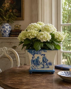 Late 20th Century French Provincial Blue and White Tole Cachepot