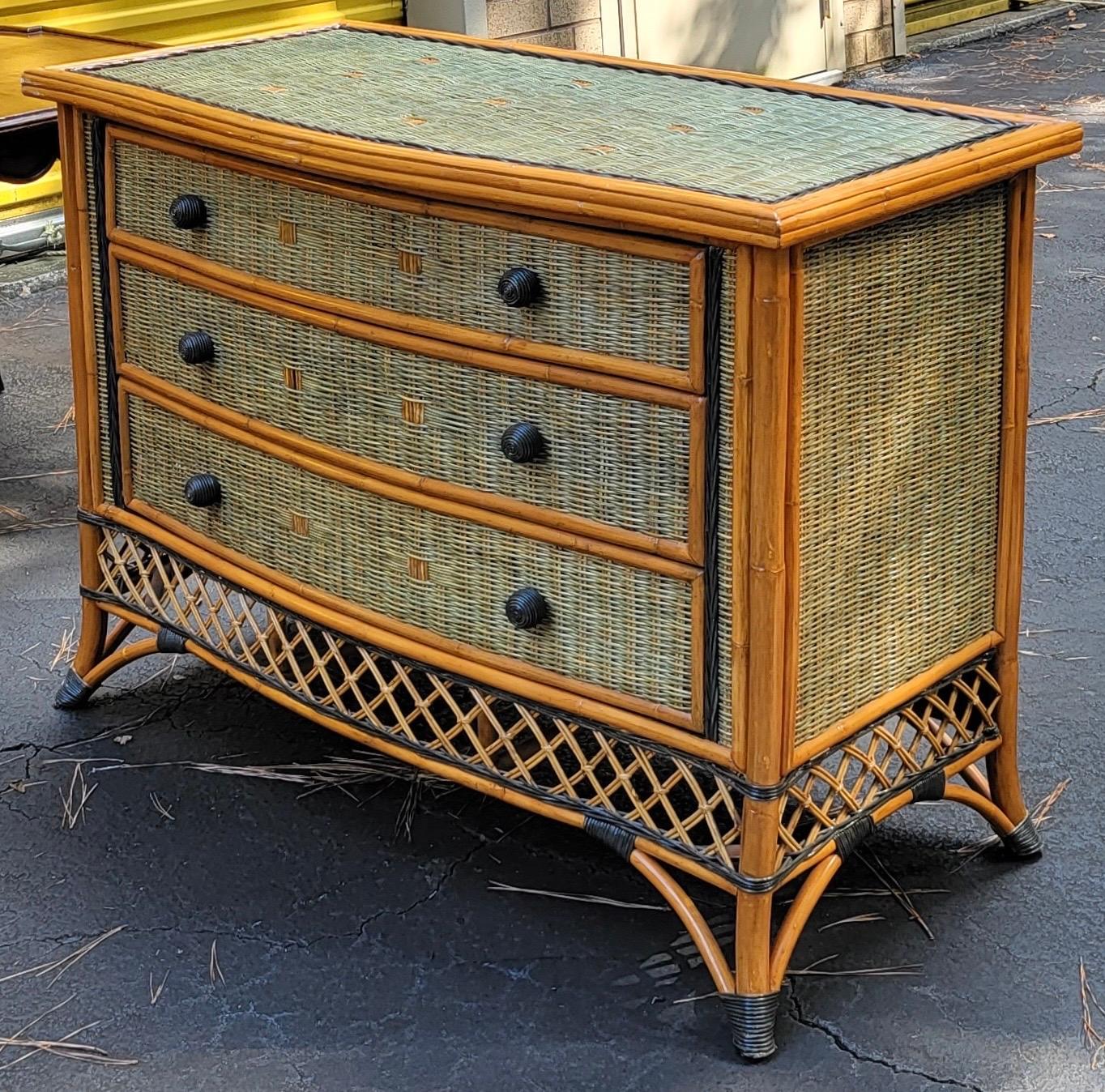 Late 20th Century French Wicker Chest / Commode by Grange In Good Condition In Kennesaw, GA