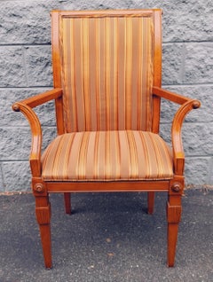 Late 20th Century Fruitwood Stripped Upholstered Open Armchair