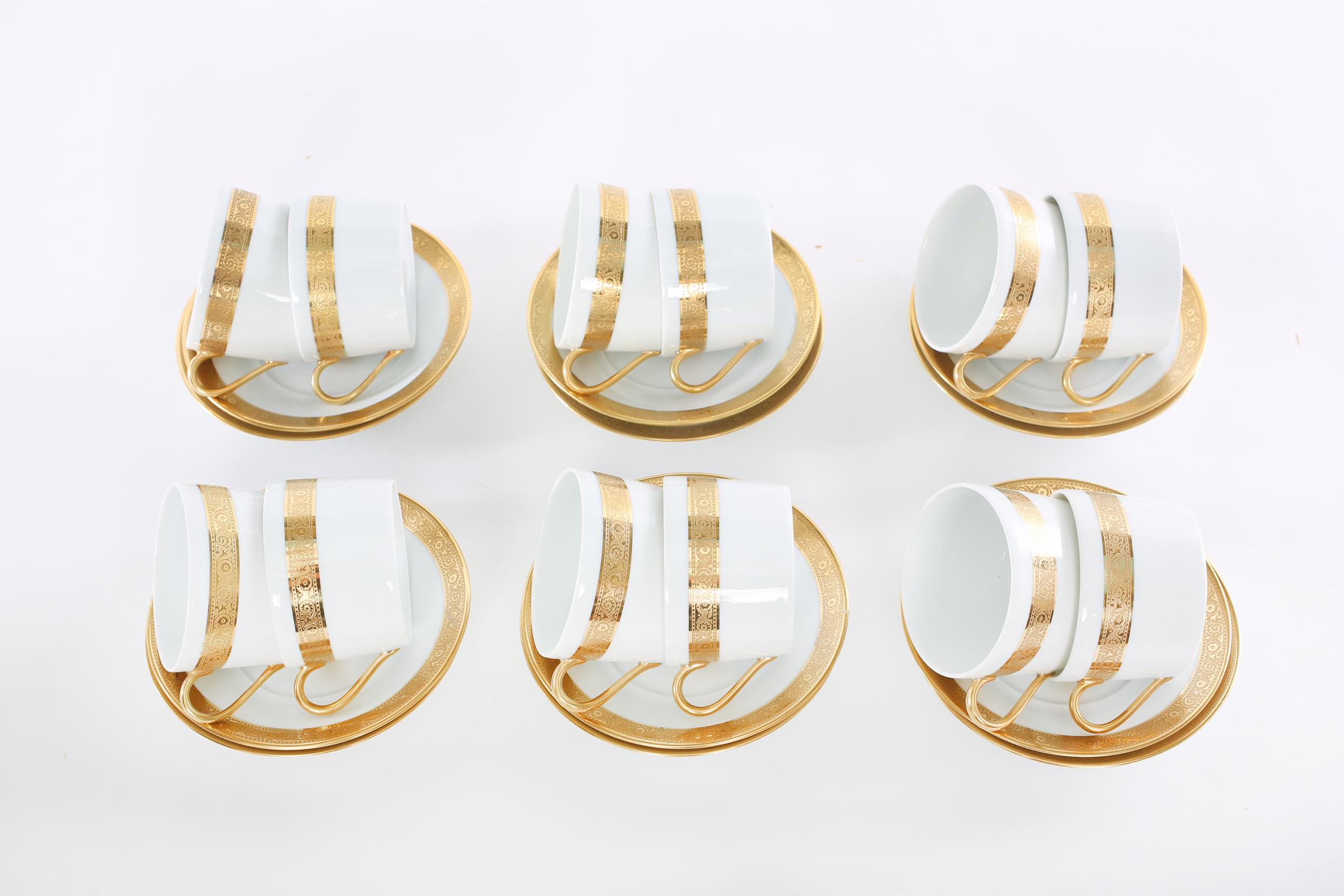 Haviland Limoges Vergoldetes Porzellan Kaffee-/Teeservice für 12 Personen im Angebot 1
