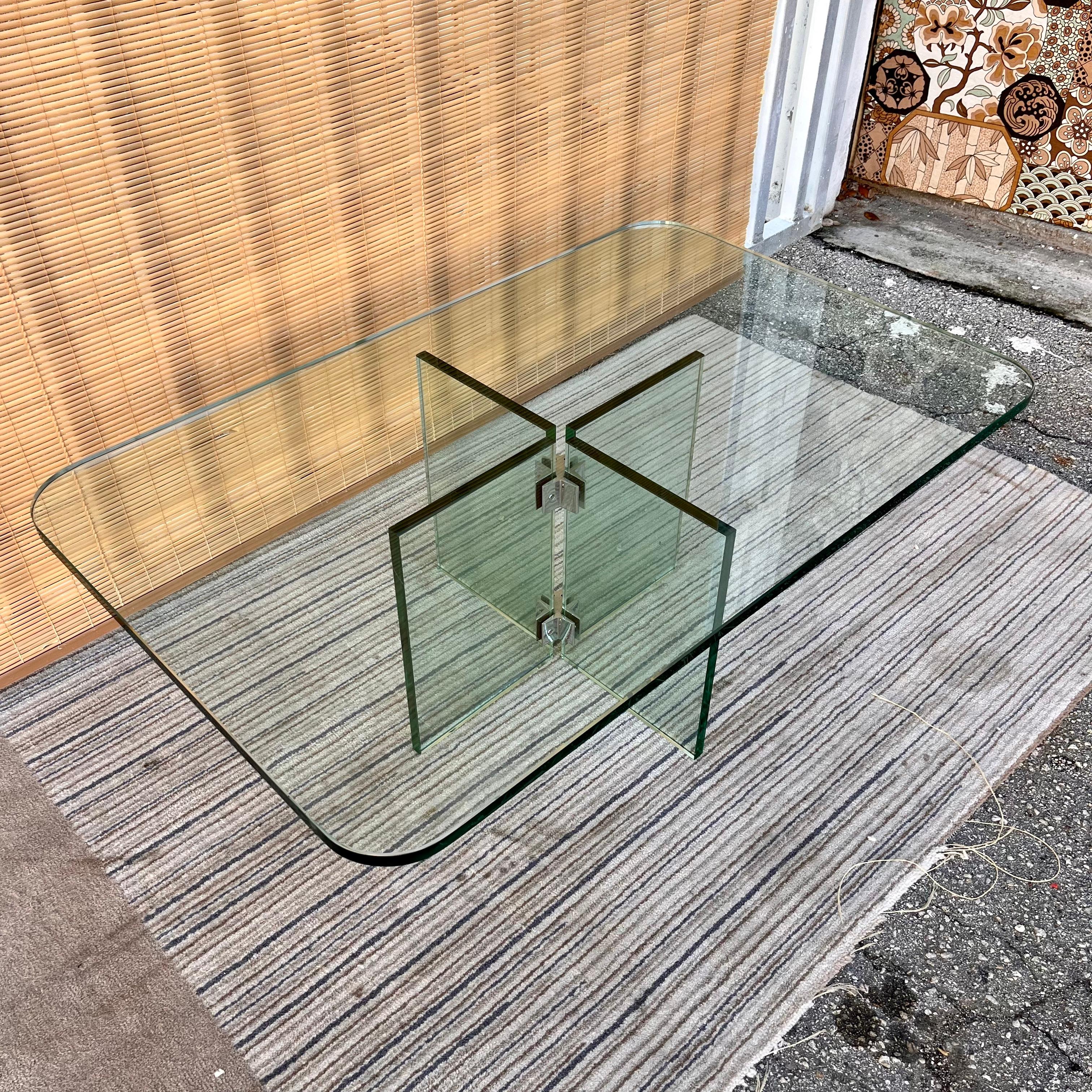 Post-Modern Late 20th Century Glass Coffee Table in the Leon Rosen for Pace Collection Style For Sale
