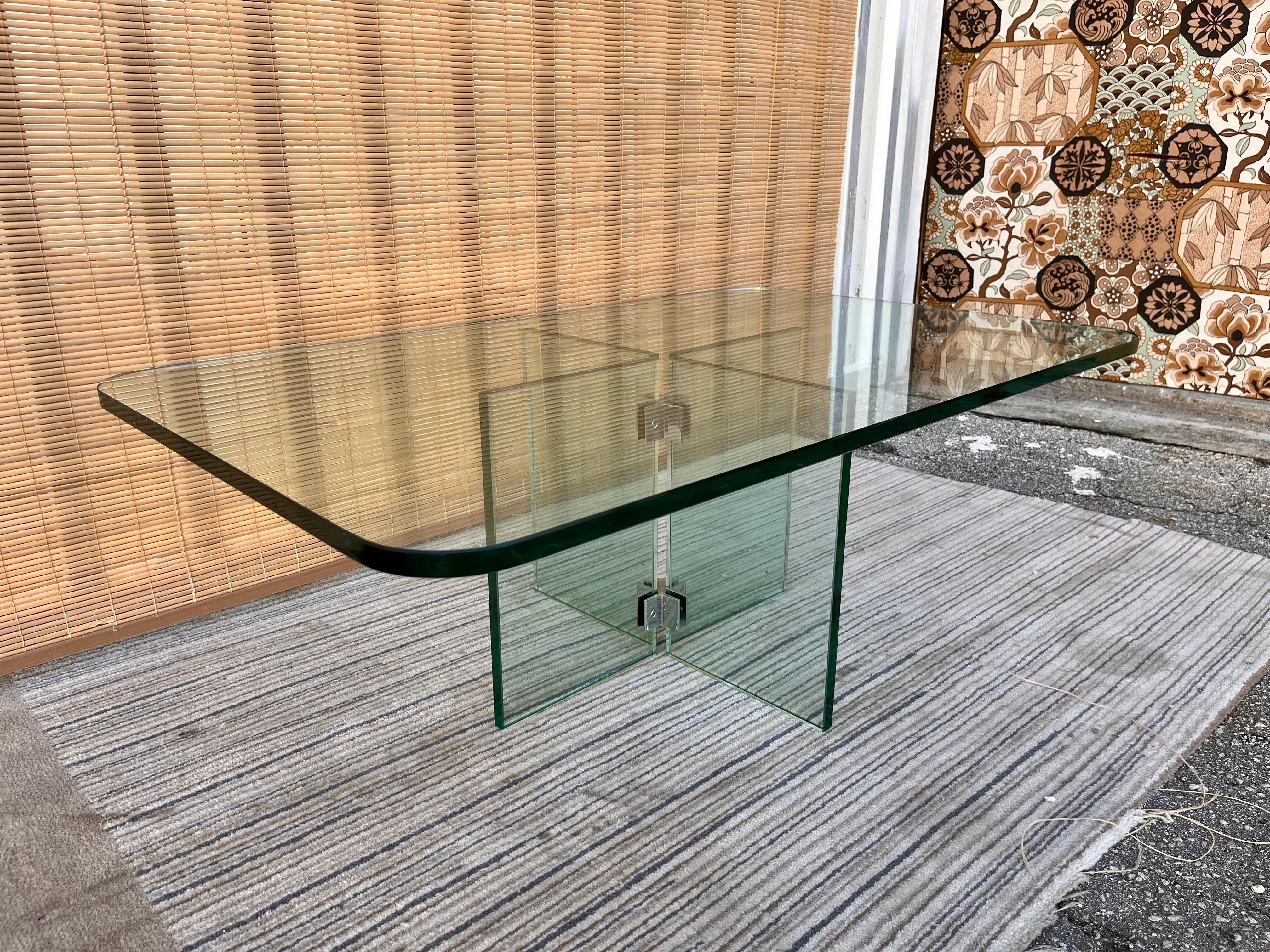 American Late 20th Century Glass Coffee Table in the Leon Rosen for Pace Collection Style For Sale