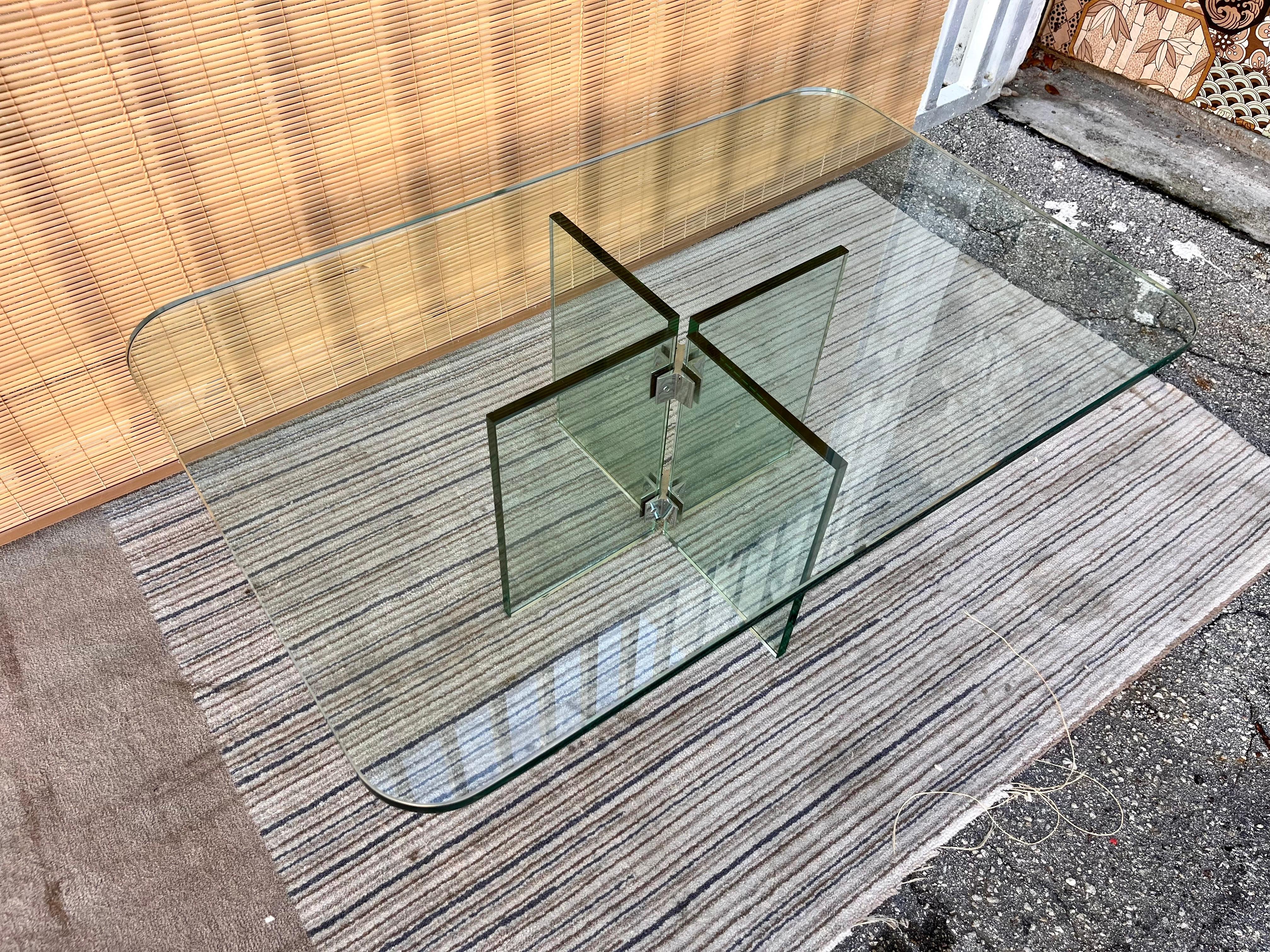 Polished Late 20th Century Glass Coffee Table in the Leon Rosen for Pace Collection Style For Sale