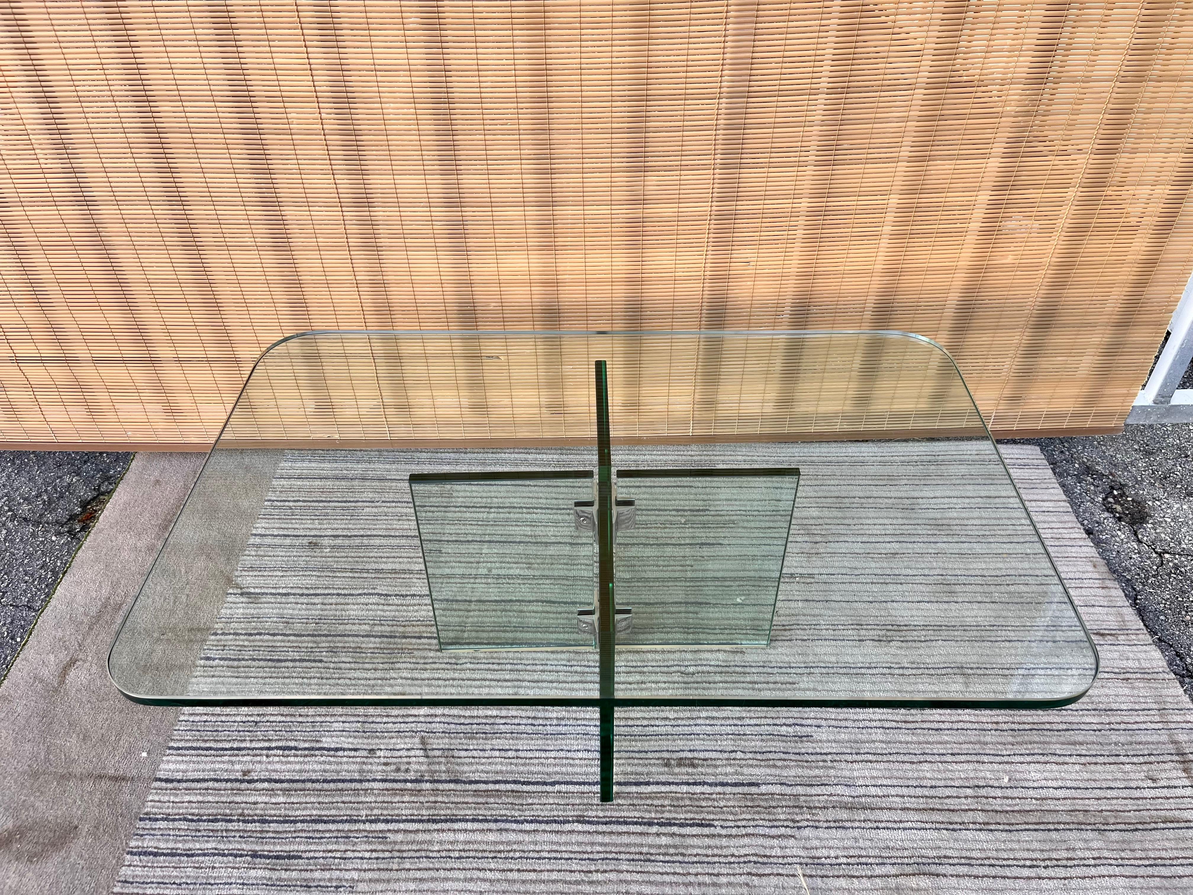 Late 20th Century Glass Coffee Table in the Leon Rosen for Pace Collection Style In Good Condition For Sale In Miami, FL