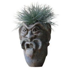 Vintage Late 20th Century Glazed Stoneware Grotesque Planter Pot