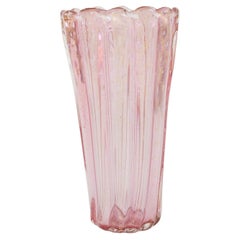 Late 20th Century Gold Flecks Tall Murano Glass Vase