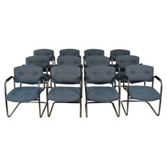 Fin du 20e siècle, chaises cantilever grises et chromées Style Steelcase Ensemble de 12